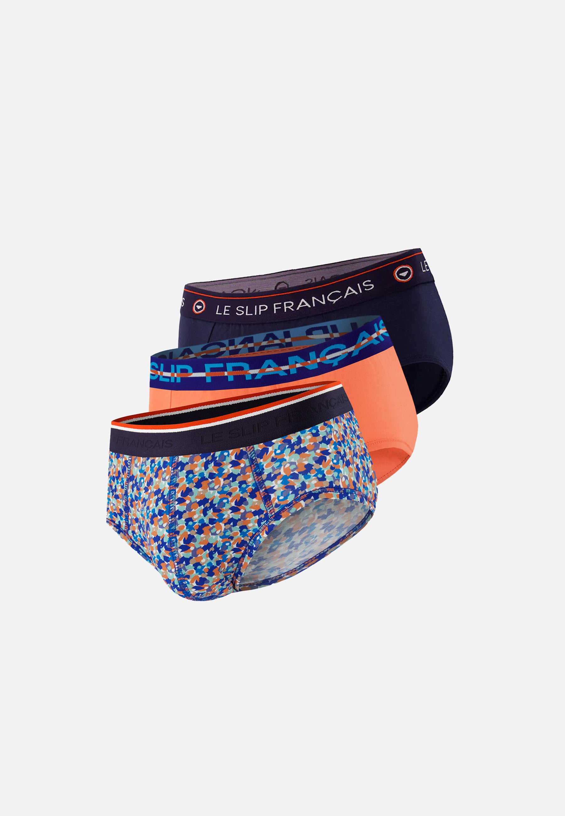 Pack of 3 cotton briefs - Navy Confetti Orange Coral Briefs
