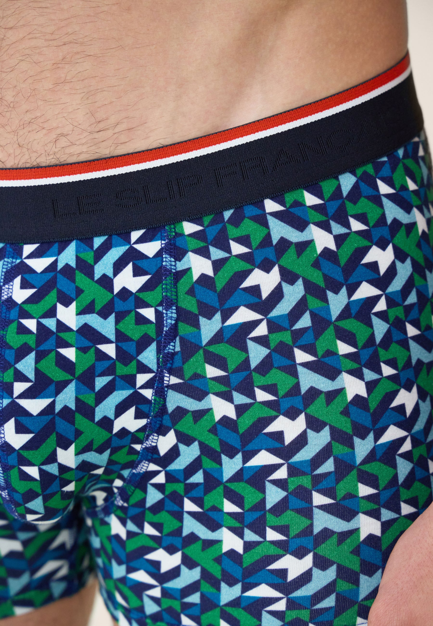 Boxer à mosaïque indigo en coton - Marius Mosaïque Indigo