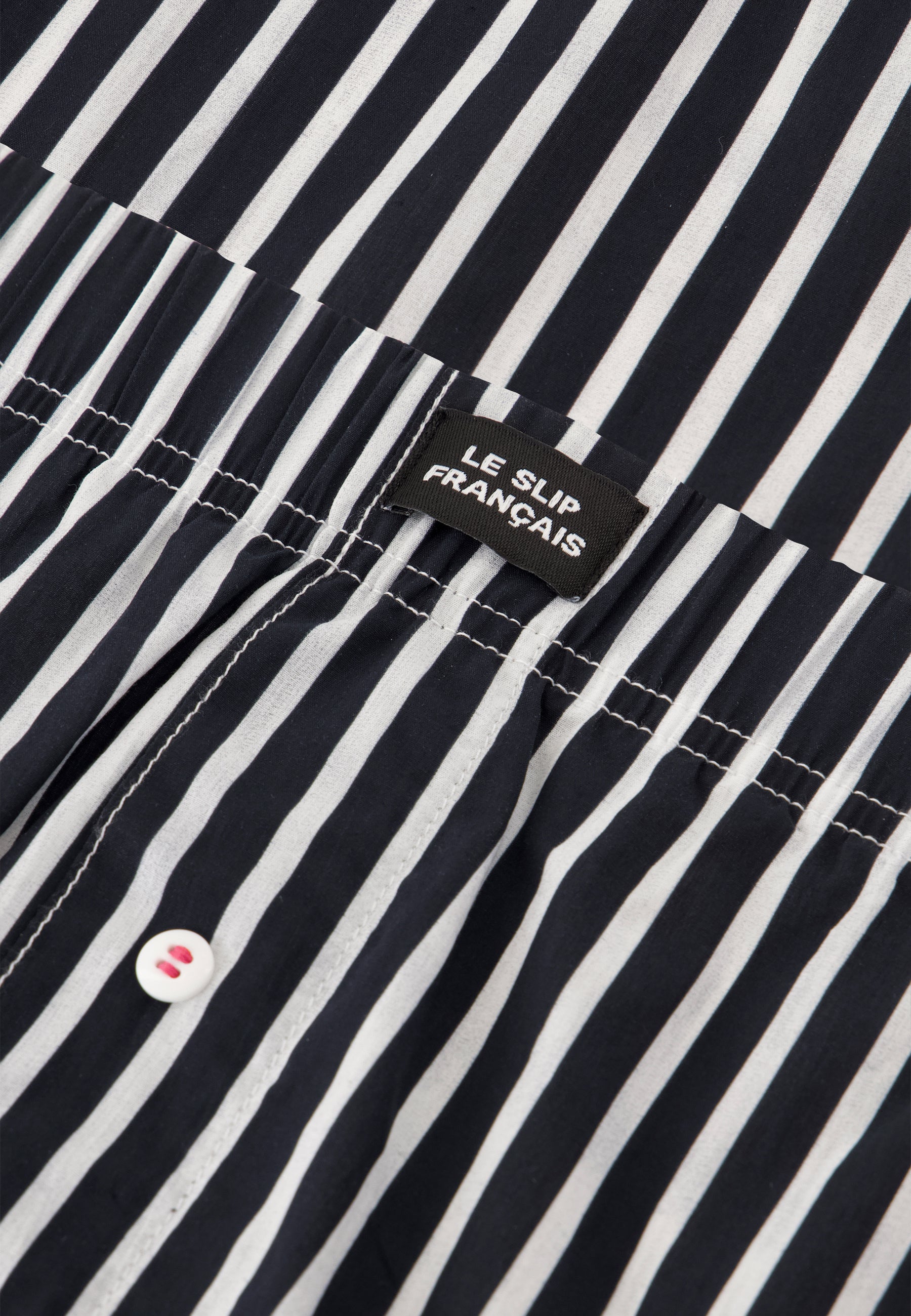 Black striped cotton boxer shorts - Jacques Rayures Noir