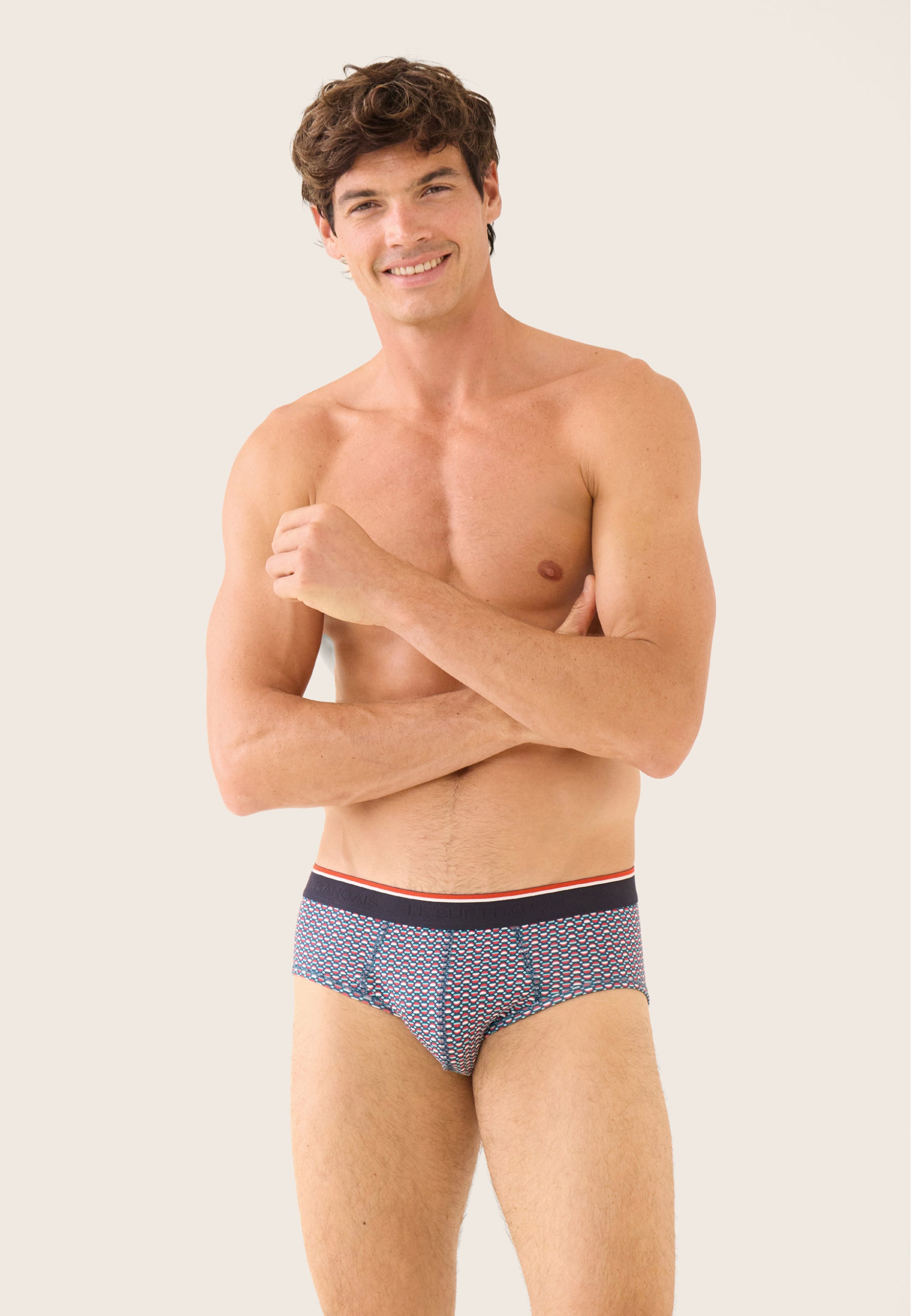 Pack of 2 cotton briefs - Navy Blue Circle Light Green