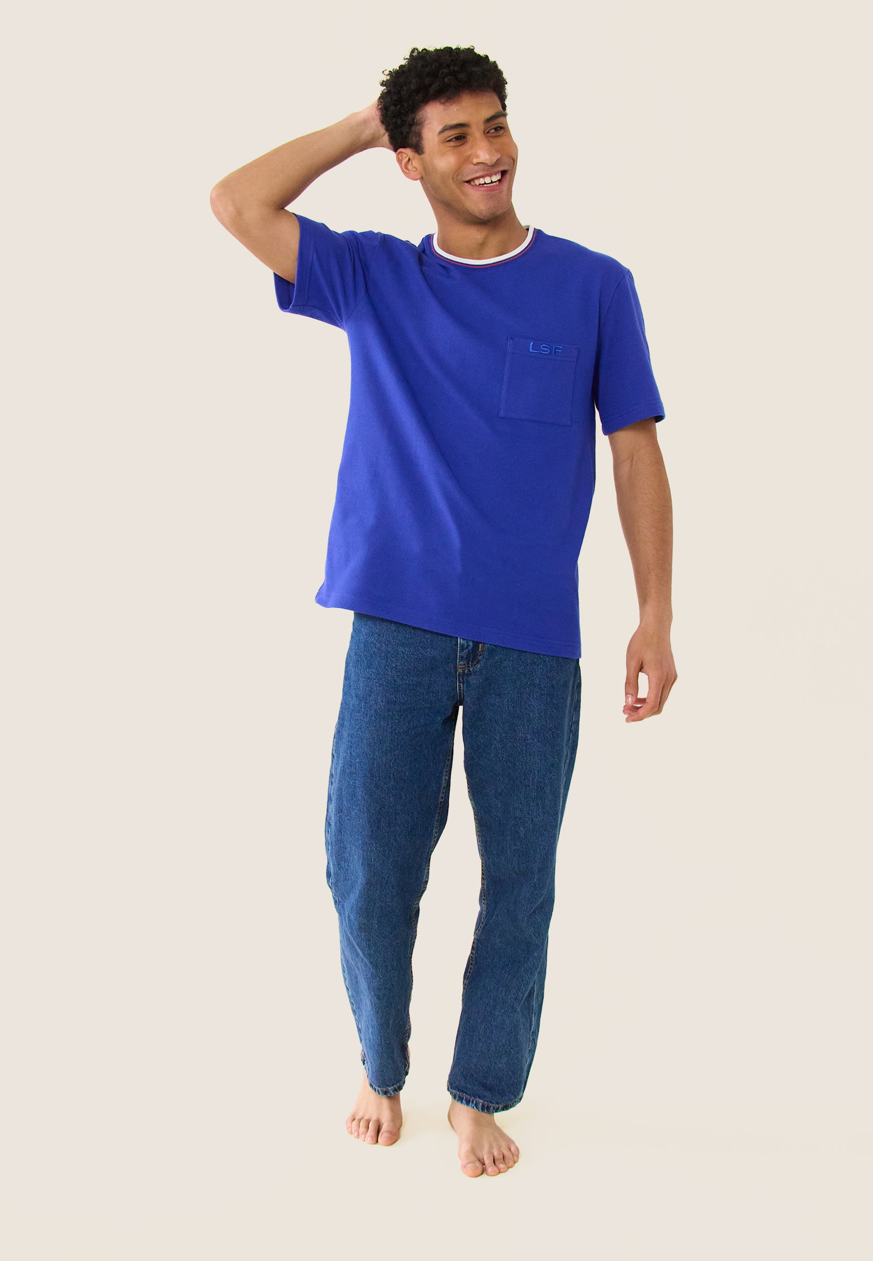 T-shirt en piqué en coton - Noa Bleu Éblouissant