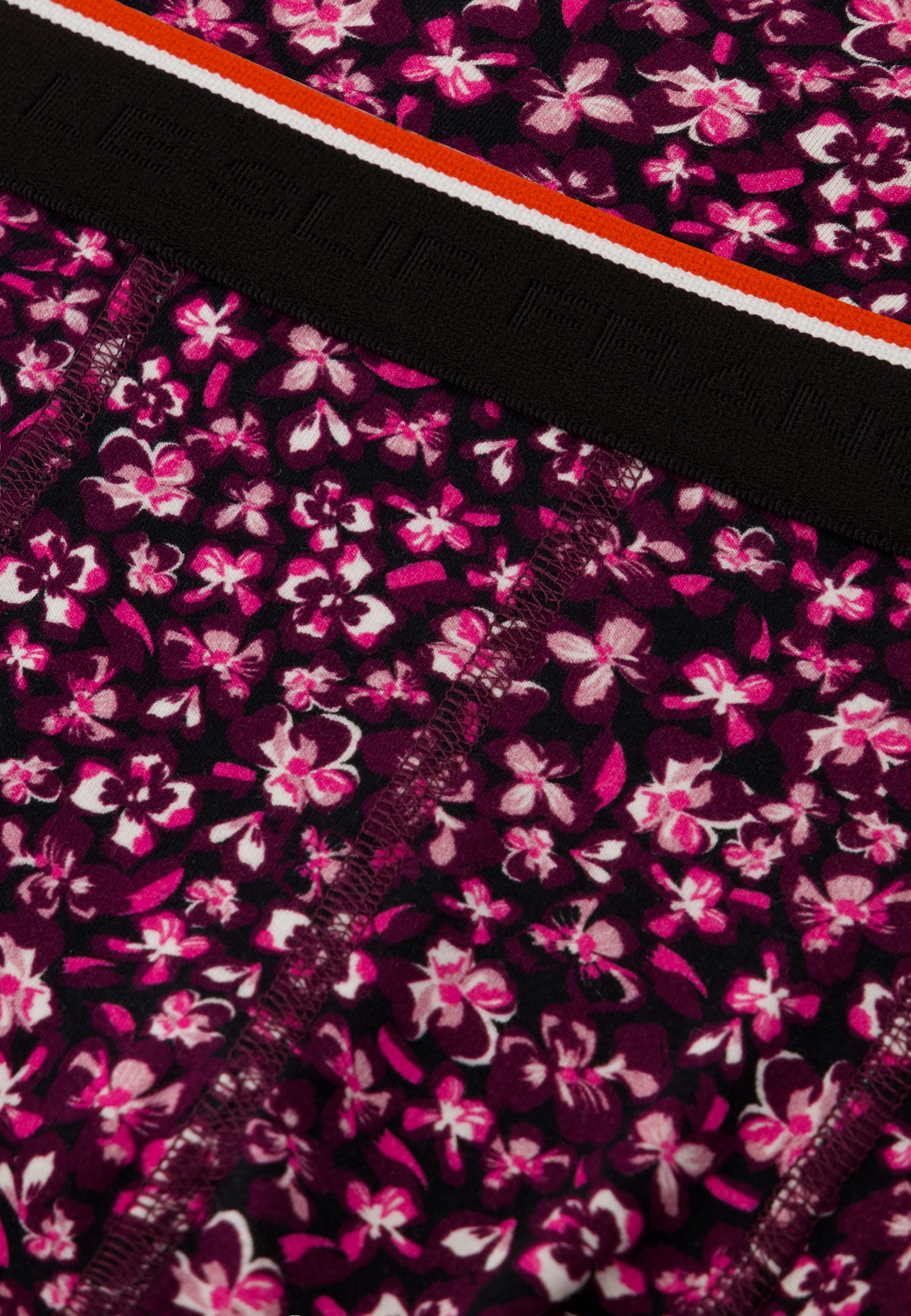 Plum floral cotton boxer shorts - Marius Hibiscus Prune