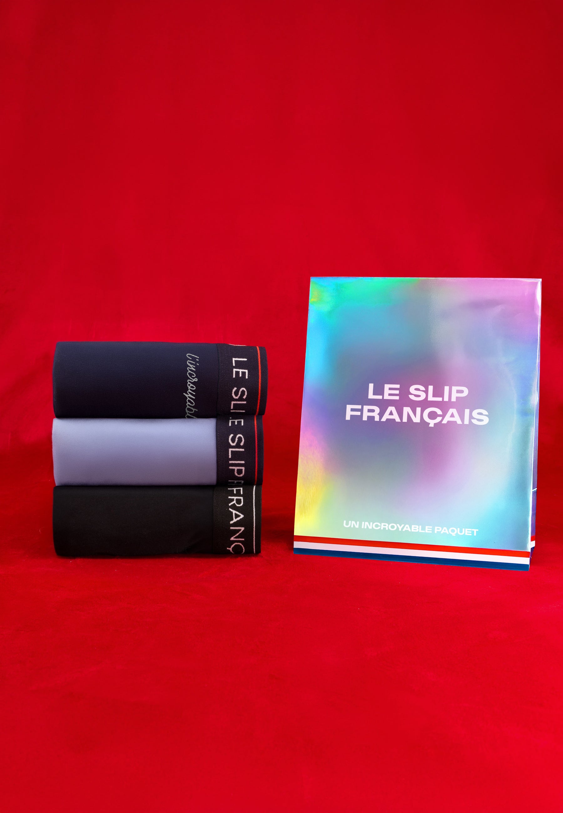 Lot de 3 boxers en coton - Boxers Marine brodé L'Incroyable Bleu Jean Noir