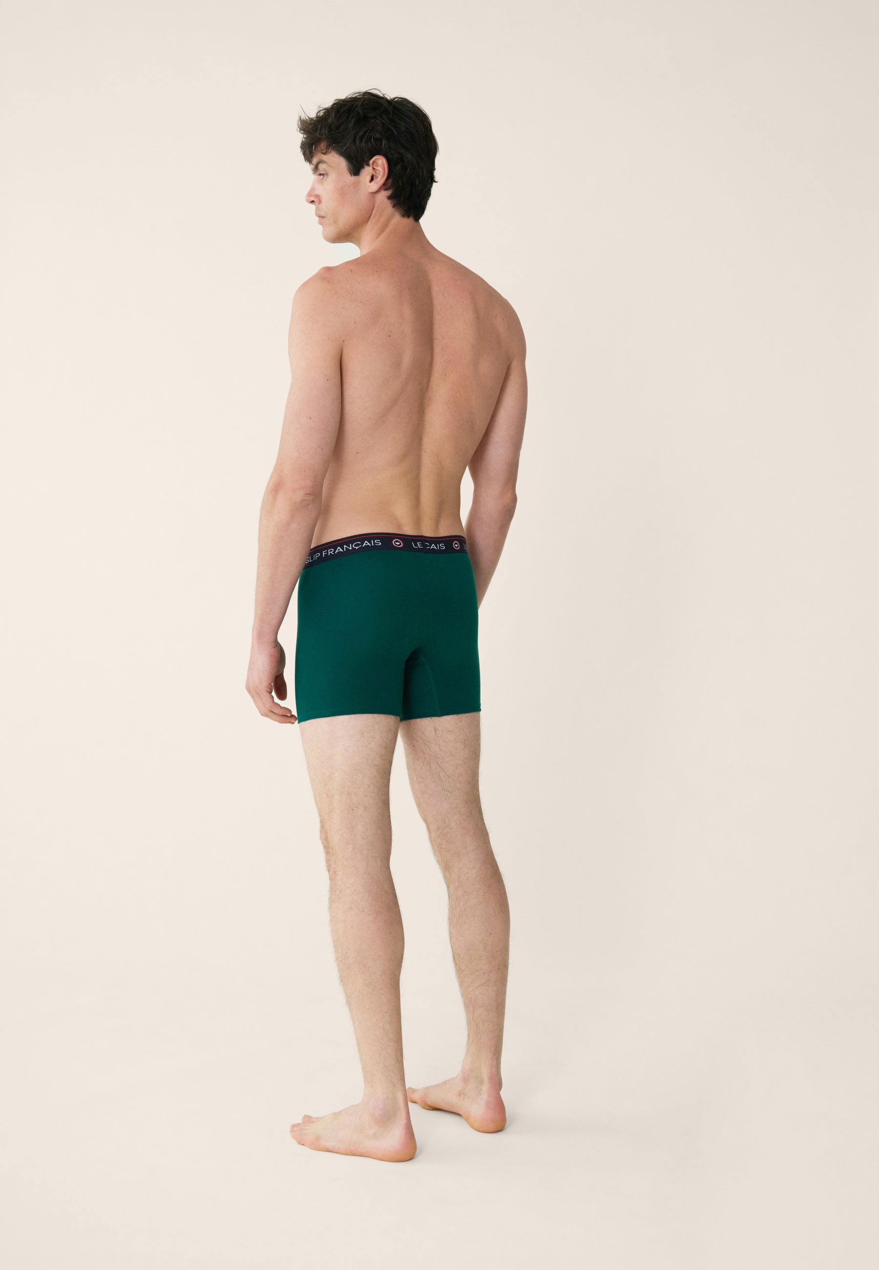 Lot de 2 boxers long en coton - Boxers long Marine Vert Sapin