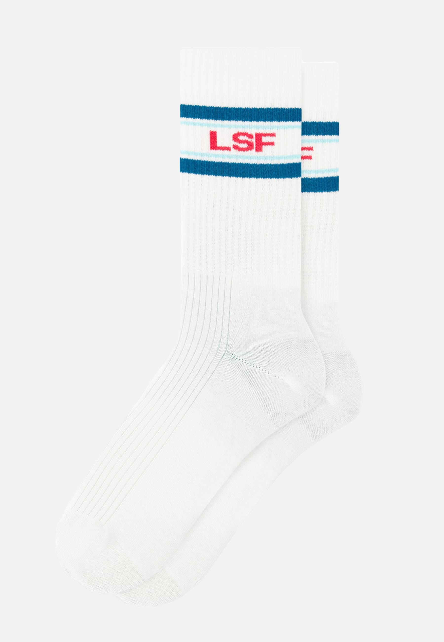 Chaussettes de sport mi-hautes Wilfried rayées bleu, vert et rose (OFFERTES)