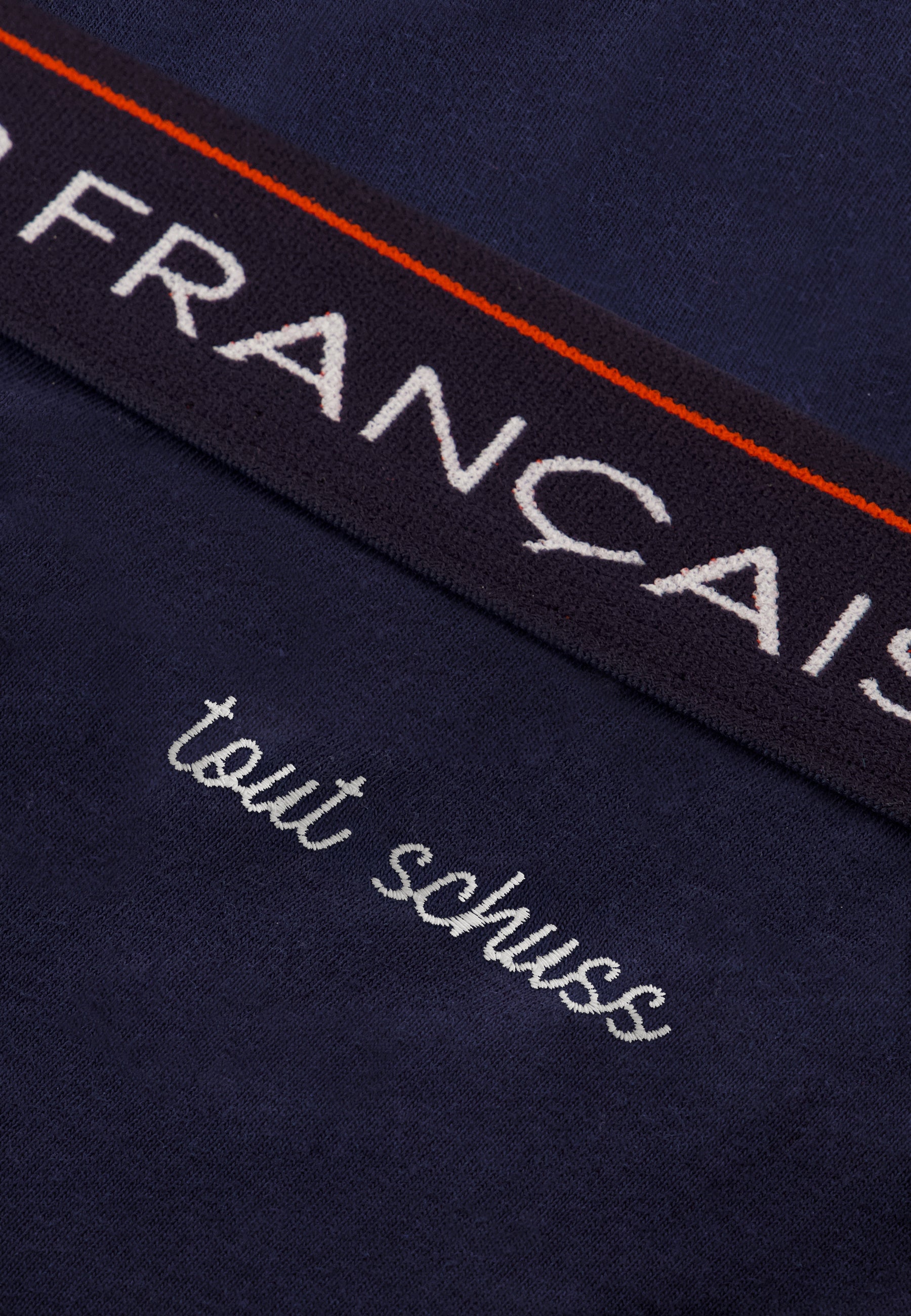 Boxer bleu marine en coton - Redoutable Marine Brodé Tout Schuss