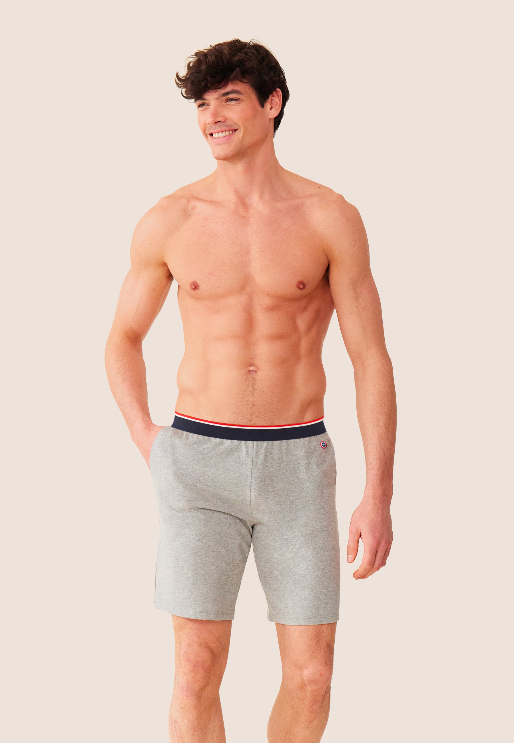 Bas de pyjama court gris en coton - Zouzou Gris Chiné