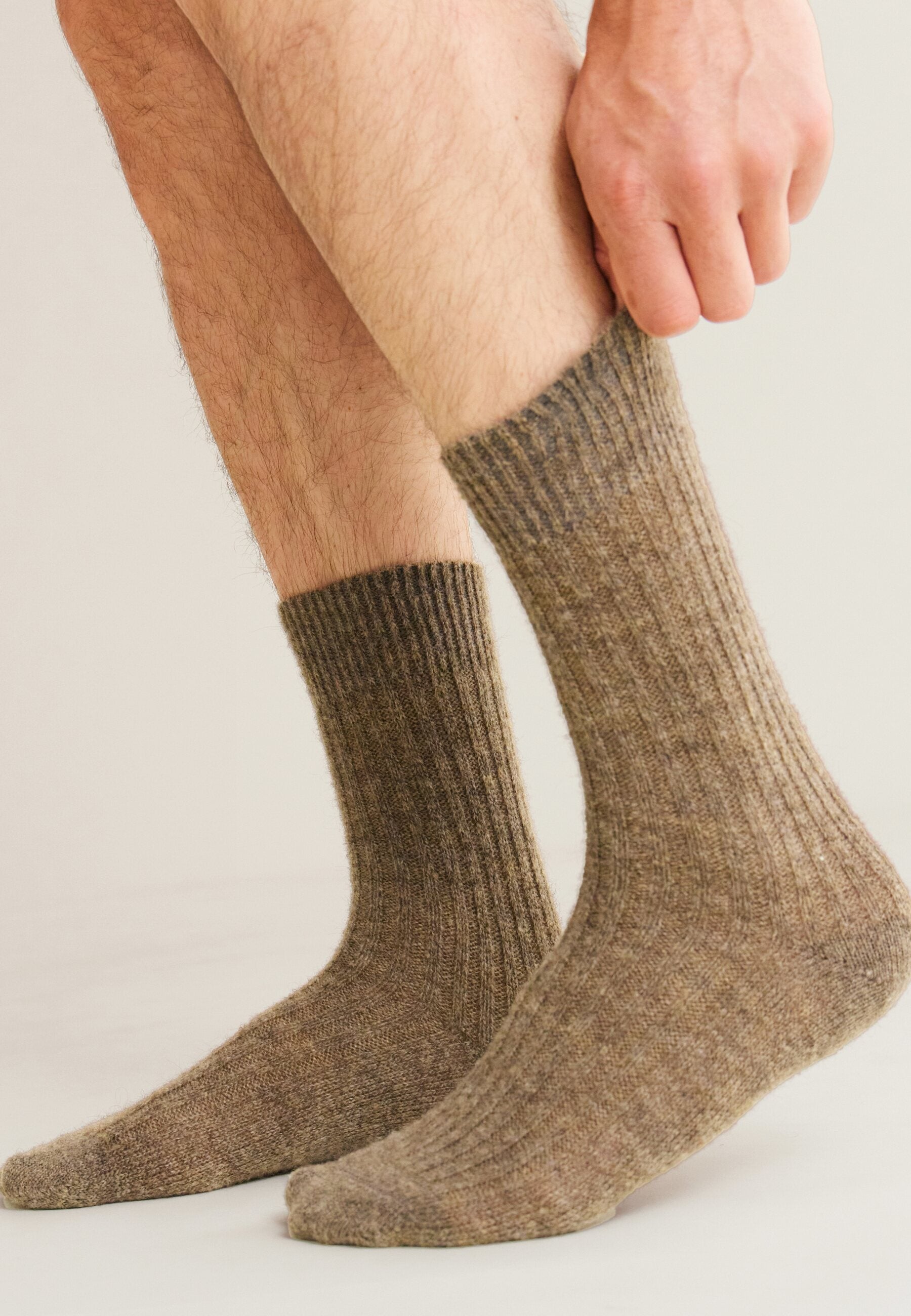 Lot de 2 chaussettes mi-hautes en mohair - Chaussettes Marine Camel