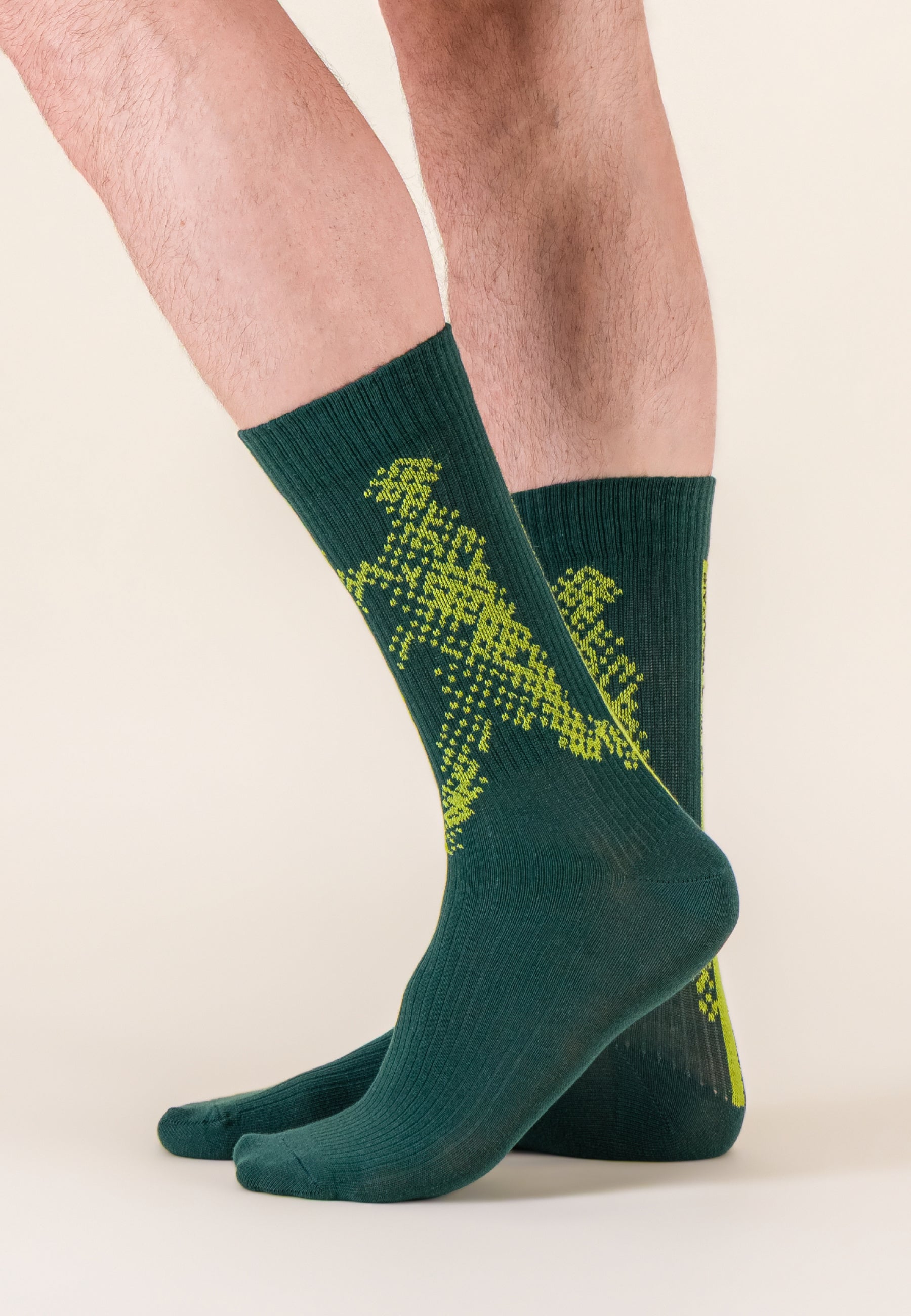 Lot de 2 chaussettes mi-hautes en coton - Chaussettes Blanc Laser Jaune Anis Joueur Vert Forêt Jaune Anis