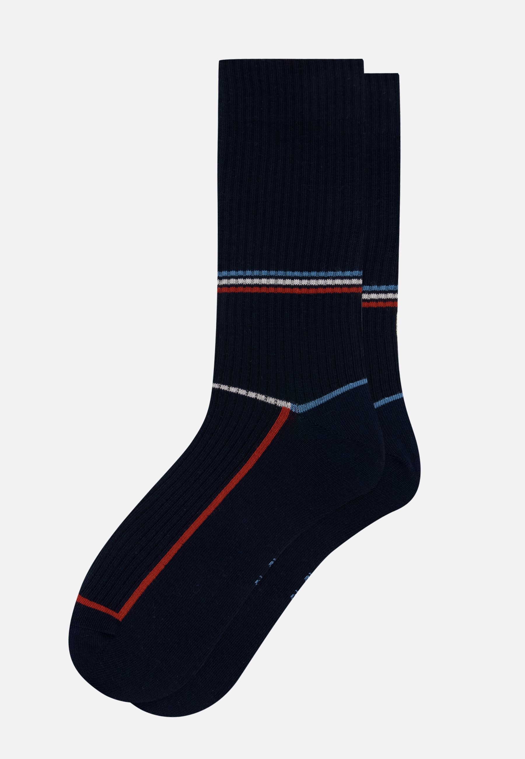 Chaussettes de sport mi-hautes rayées jaune et bleu marine - Wilfried Laser Marine Brique