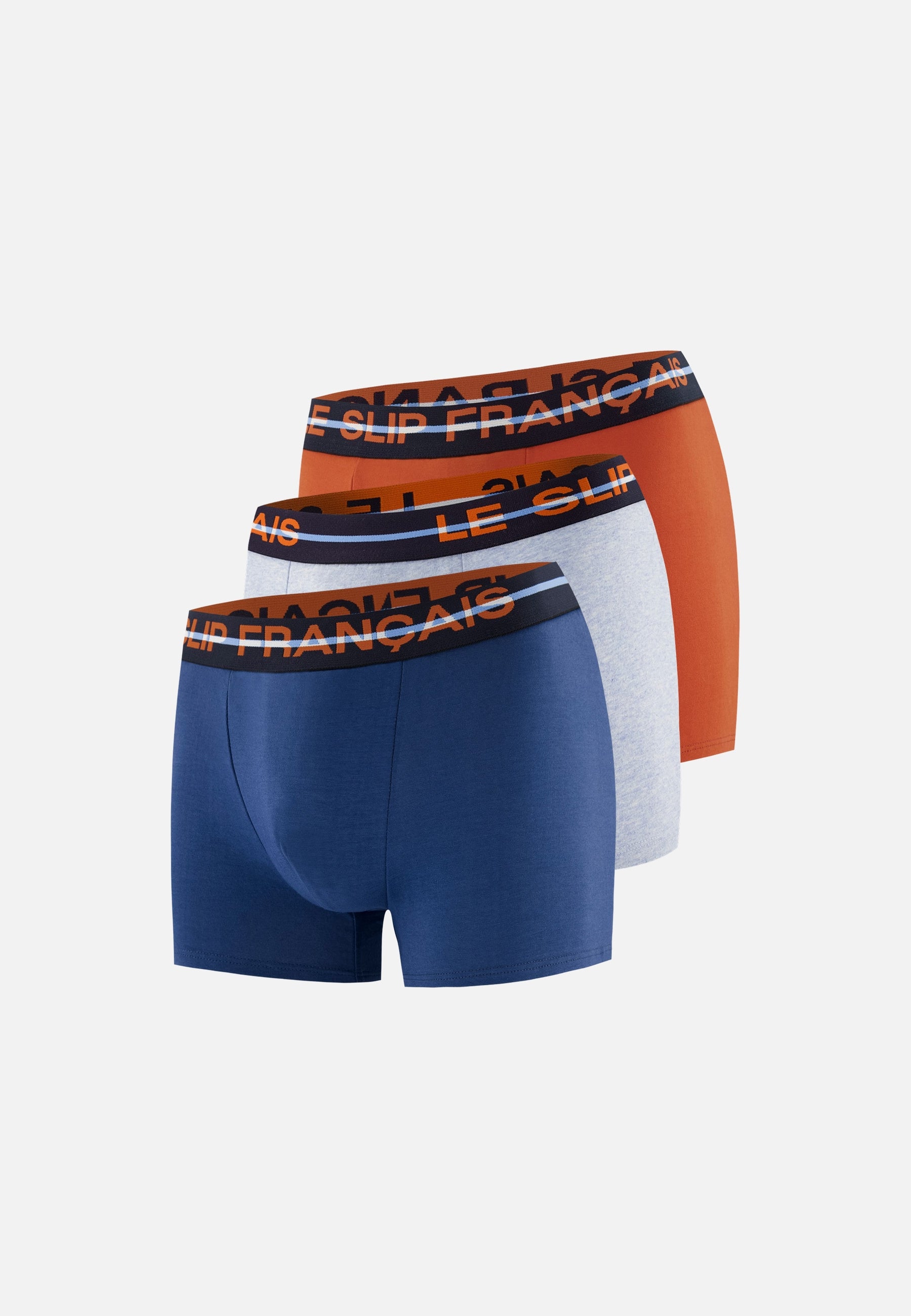 Lot de 3 boxers en coton - Boxers Bleu Ciel Bleu Acier Brique