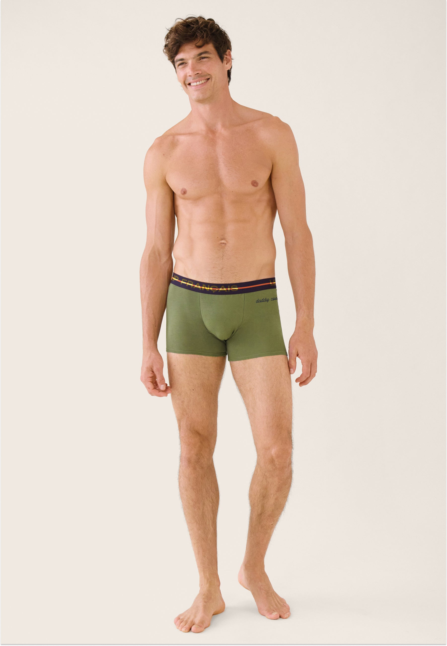 Green cotton boxer shorts - Formidable Veronese Khaki Embroidered Daddy Cool