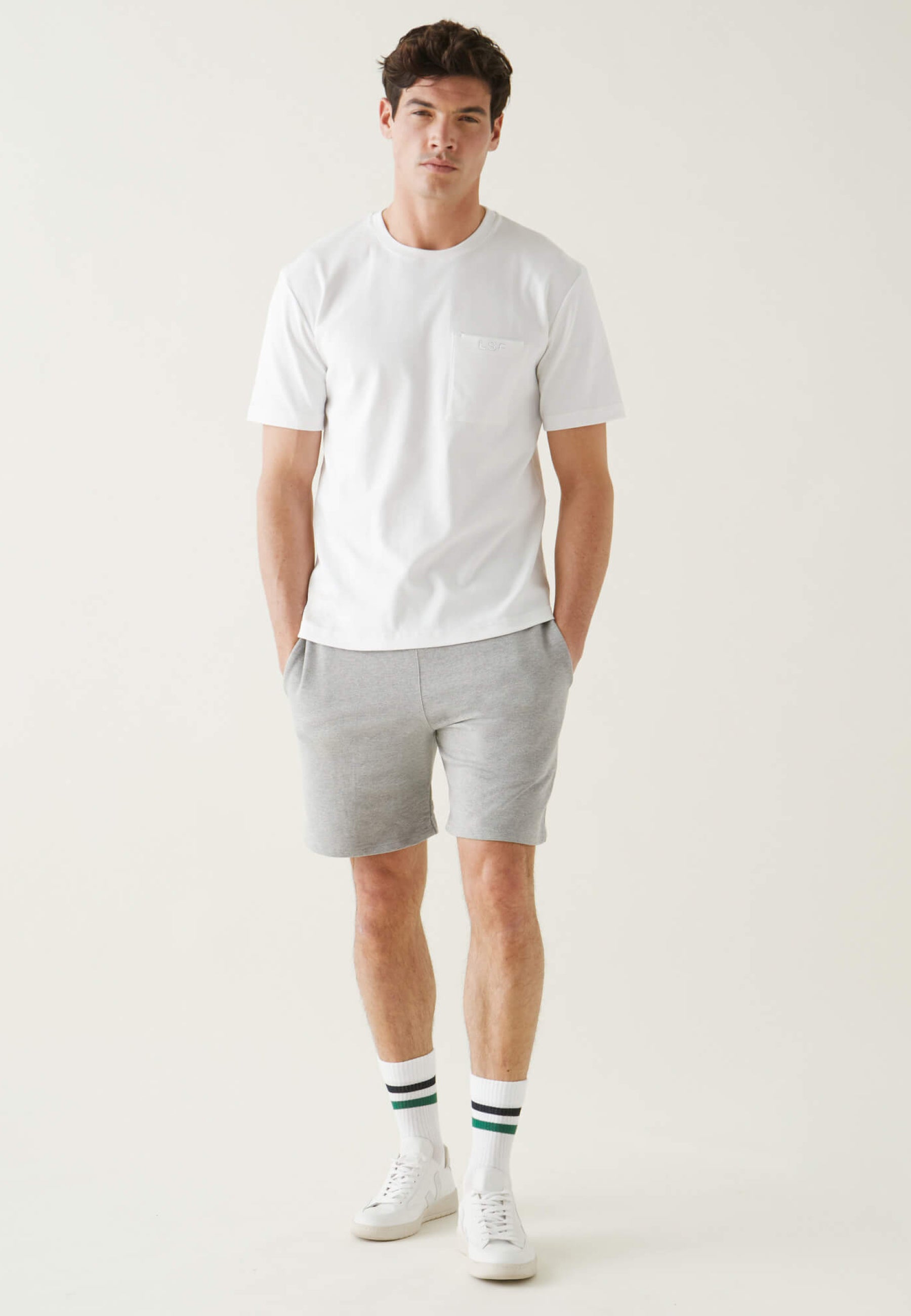 T-shirt homme blanc avec poche poitrine en coton - Sasha Blanc