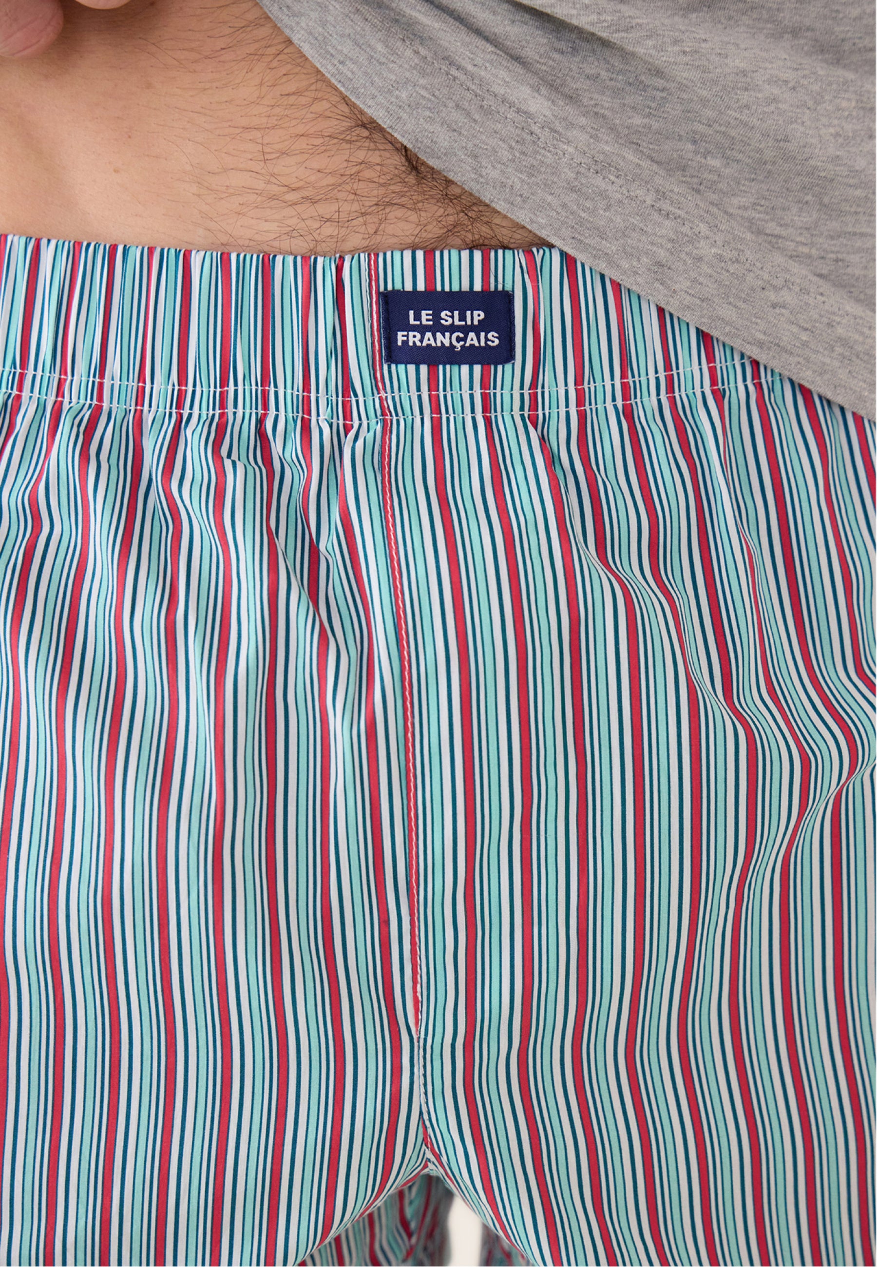 Ensemble pyjama débardeur et short en coton - Pyjama haut sans manches Fulminant gris et bas de pyjama court Jacquot Rayures Matelas Rose Cerise