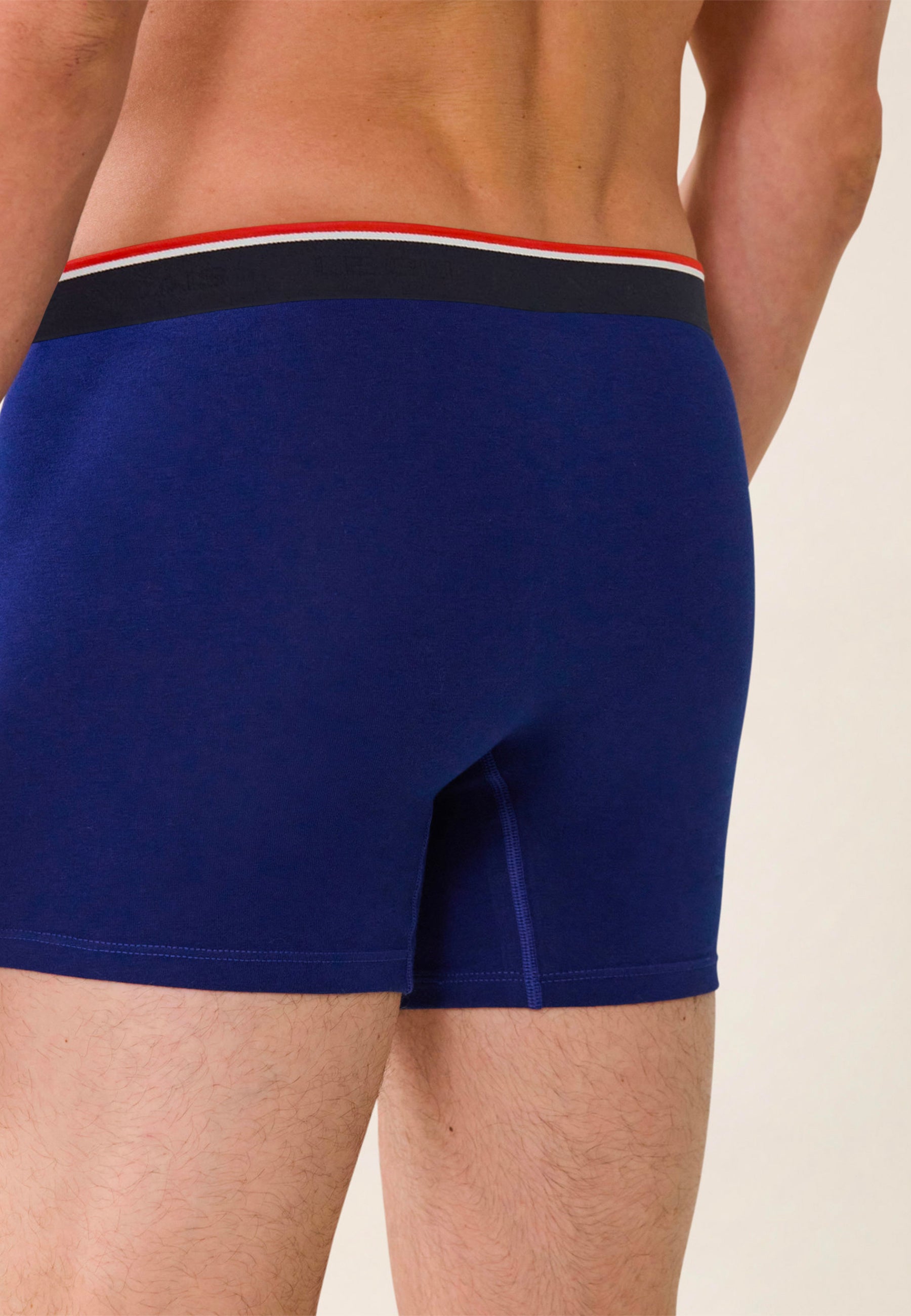 Boxer long bleu en coton - Michel Indigo