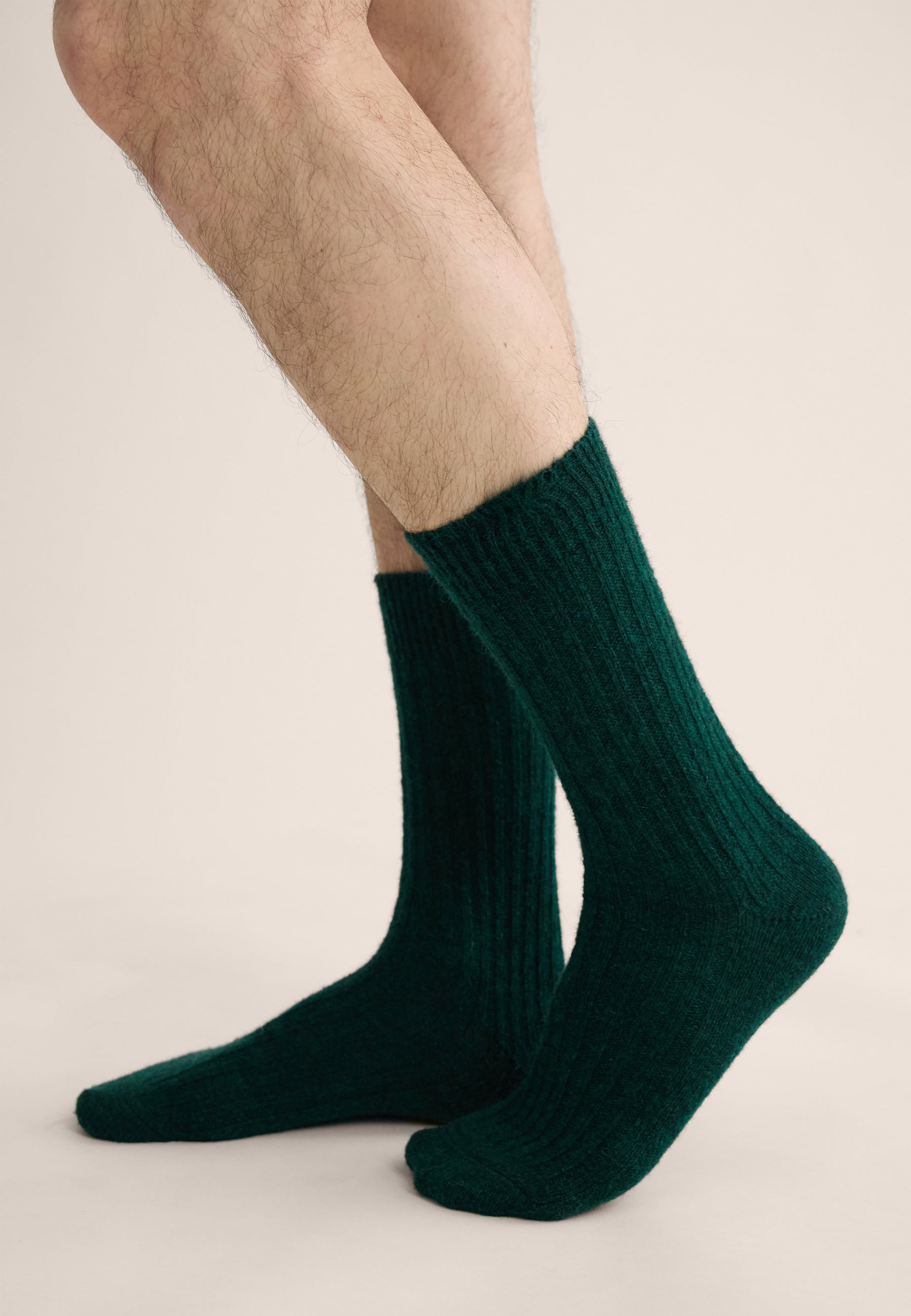 Mid-calf socks in fir green with mohair - Andy Green Fir