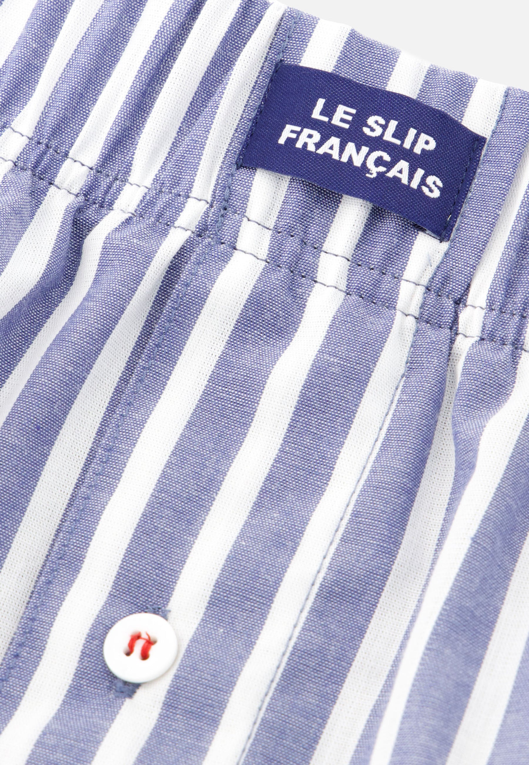 Caleçon à rayures bleu et gris en coton - Jacques Rayures Bleu Gris