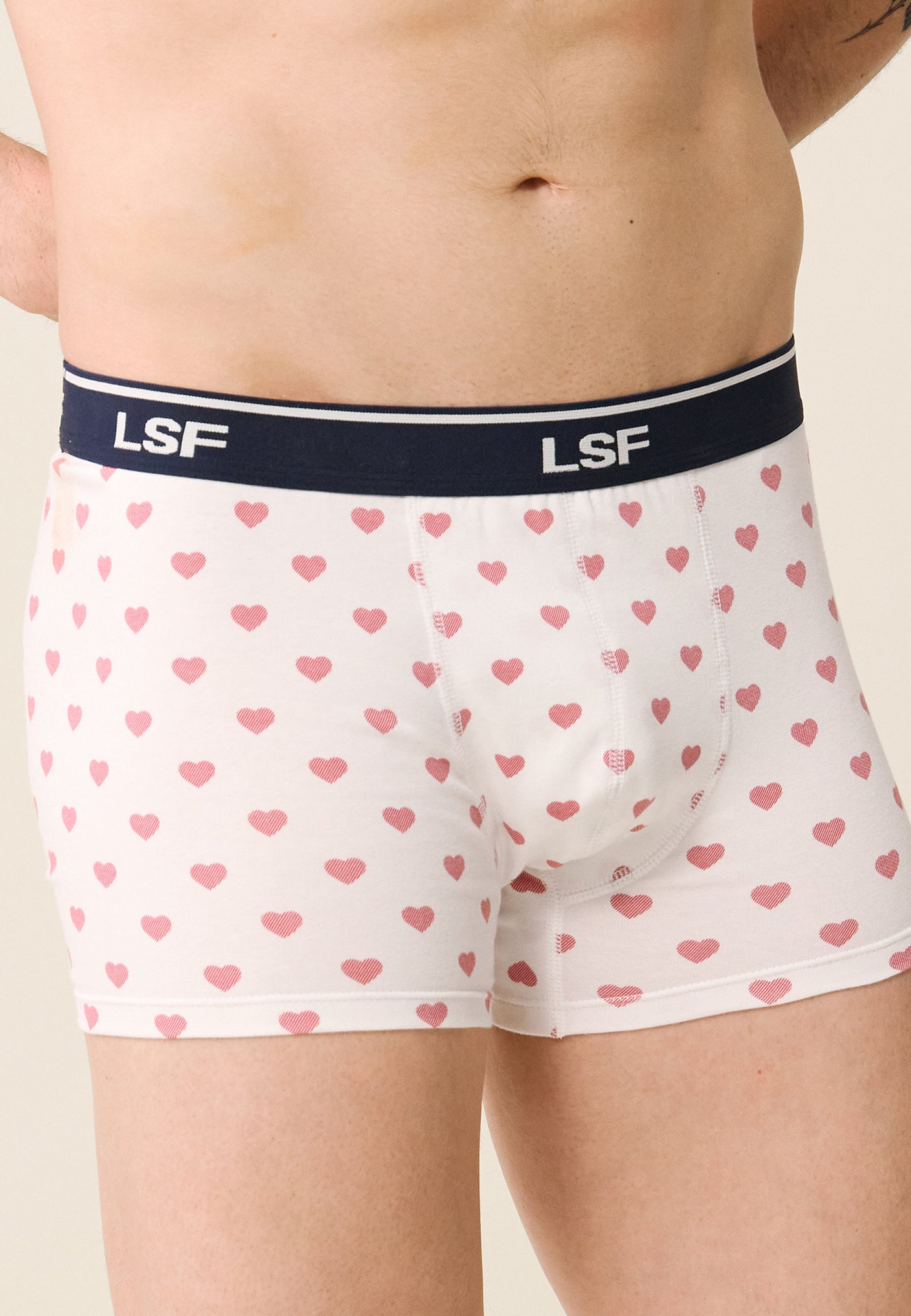 Pack of 2 cotton boxers - Marius Red Heart Boxer Duo with Navy Heart