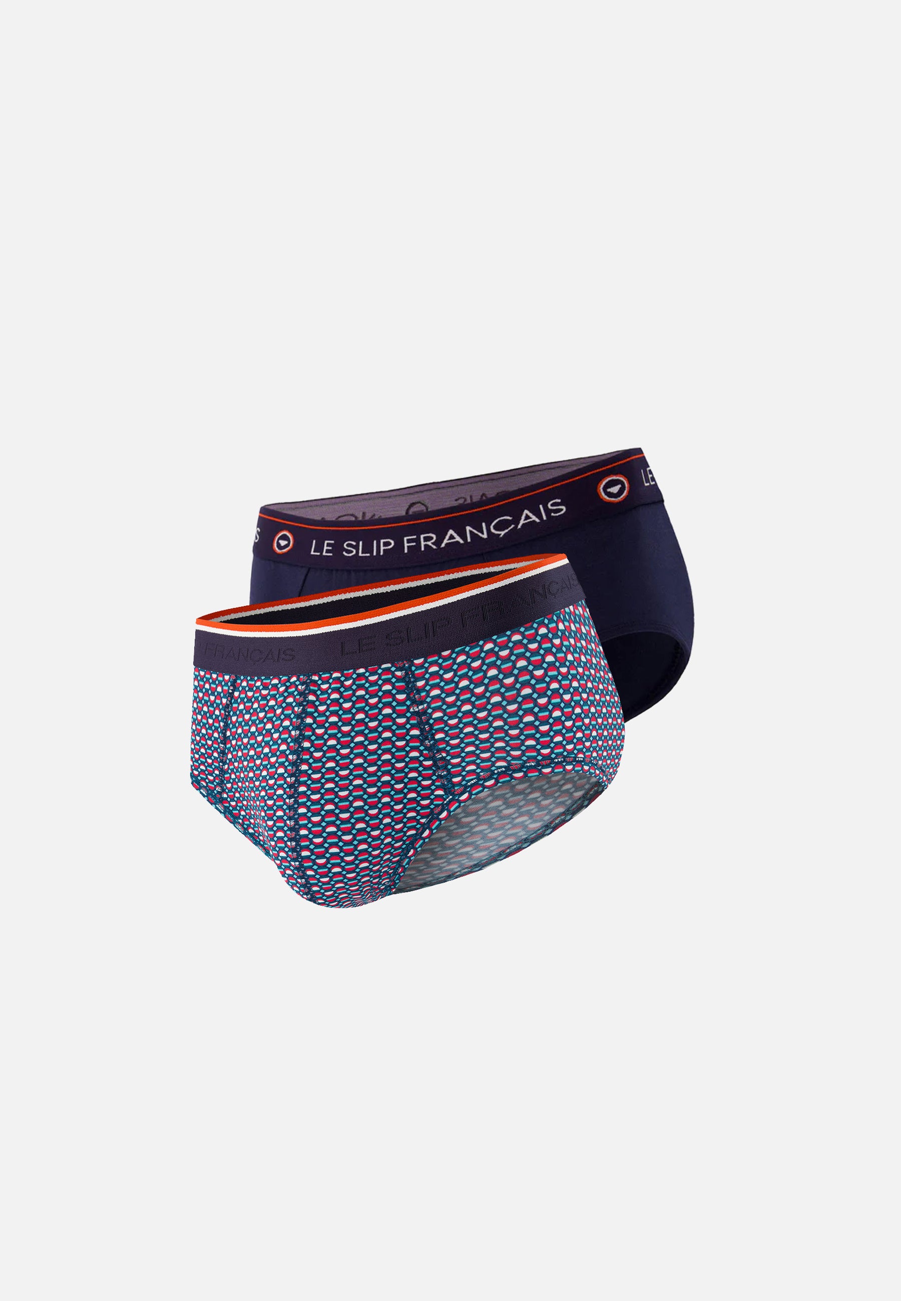Pack of 2 cotton briefs - Navy Blue Circle Light Green