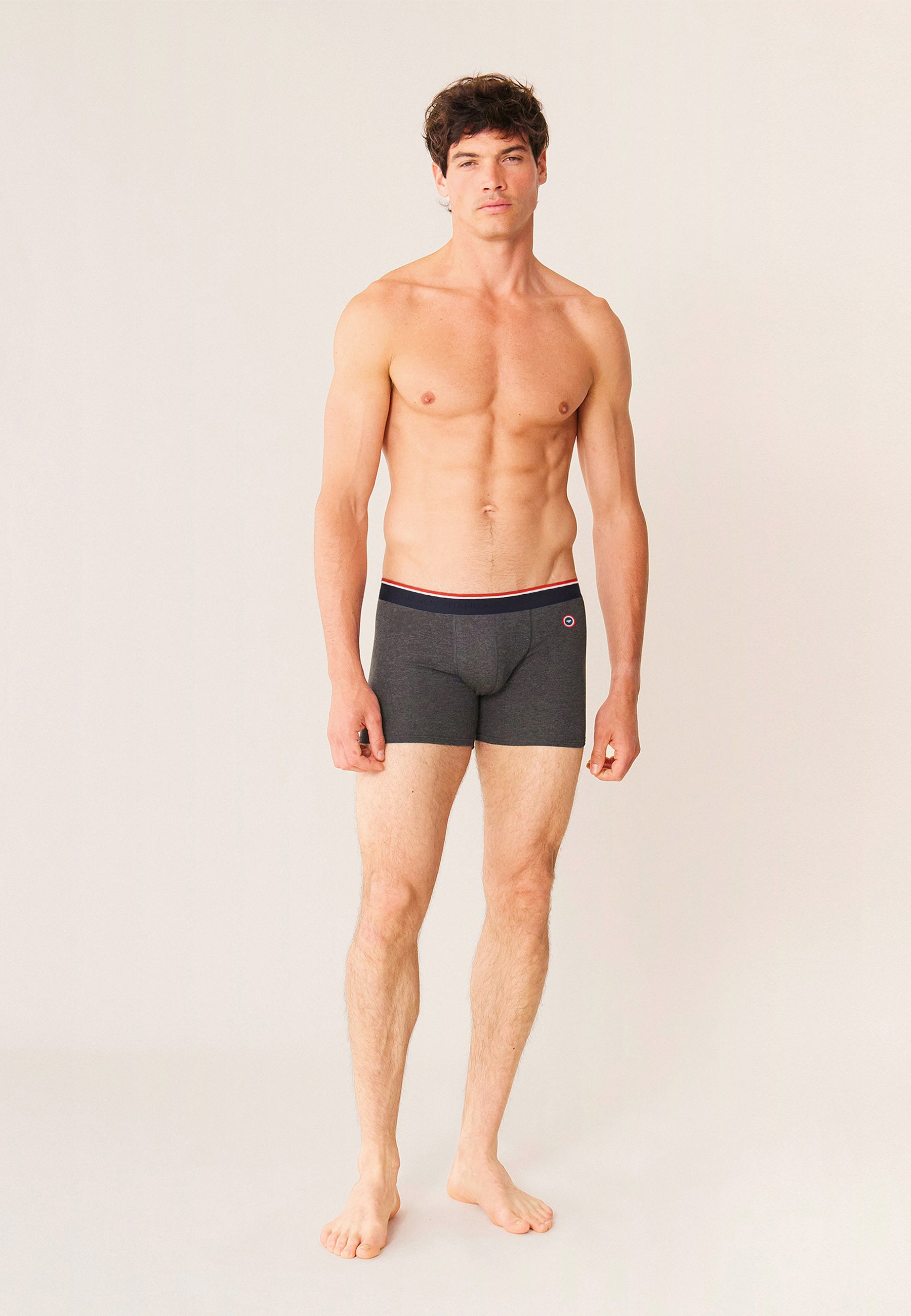 Dark gray cotton long boxer shorts - Michel Gris