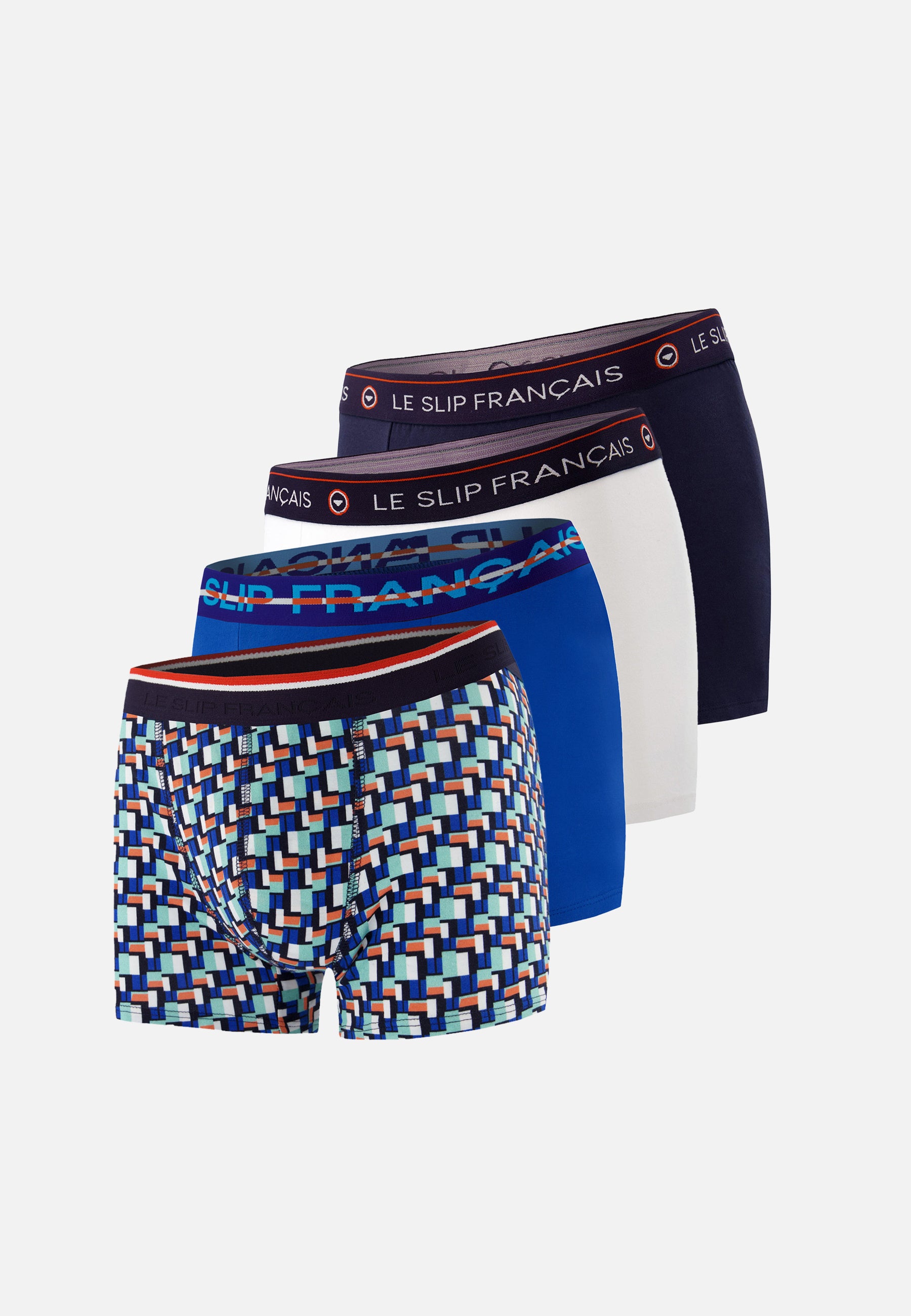 Pack of 4 cotton boxer shorts - Navy White Corbusier Nautical Blue Boxer Shorts