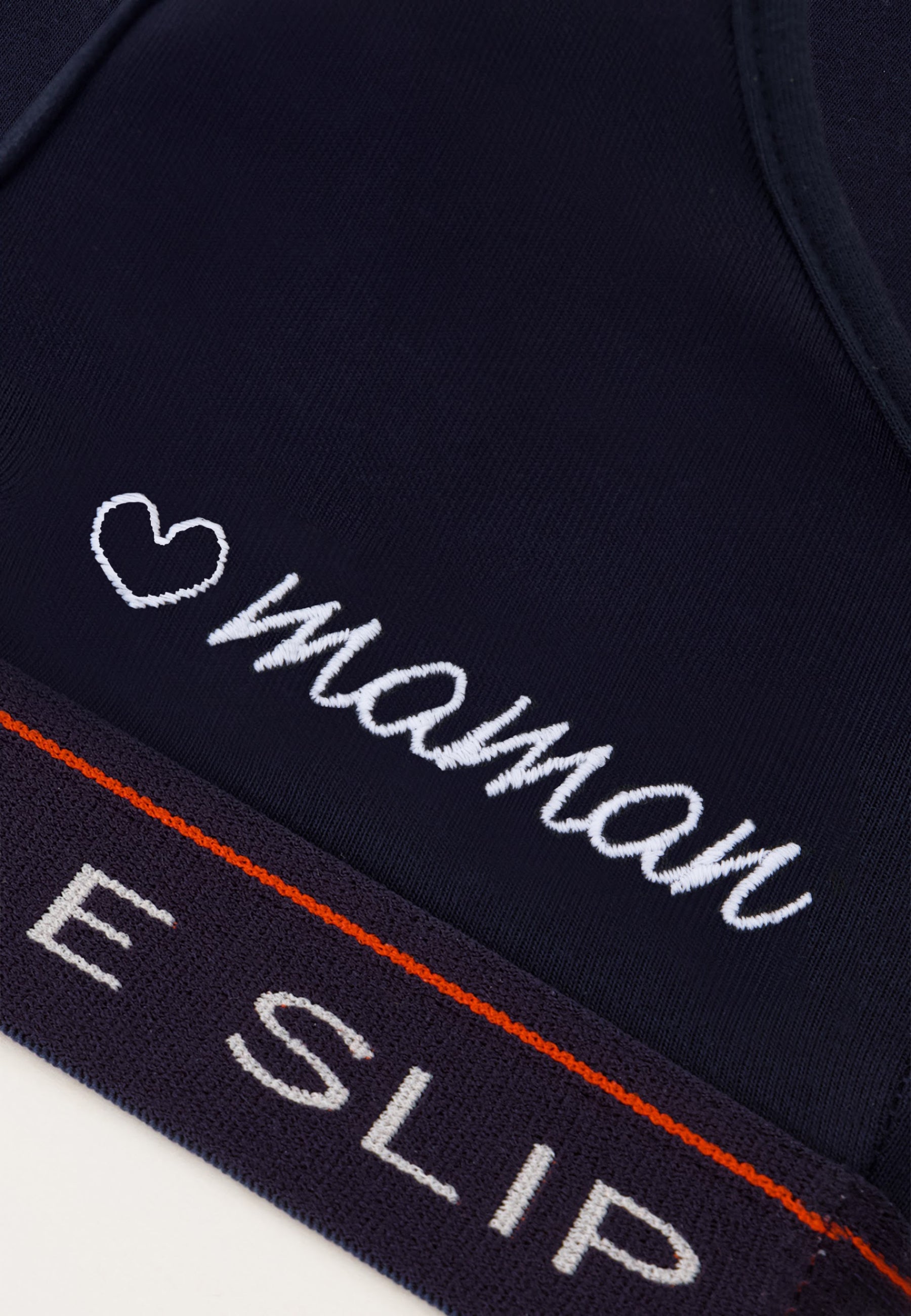 Cotton bralette - Navy Blue Embroidered Heart Mom