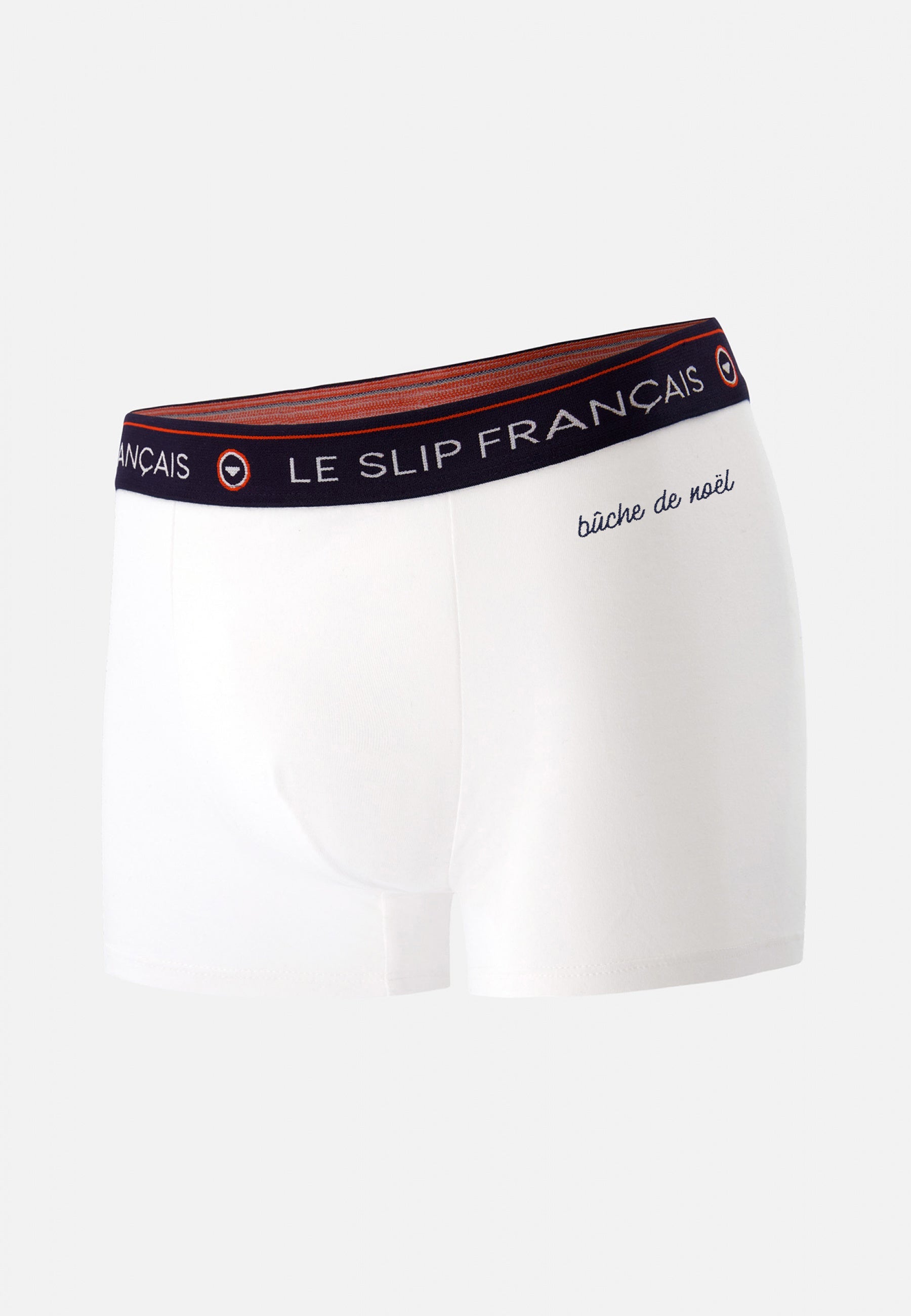 White cotton boxer shorts - Redoutable White Embroidered Yule Log