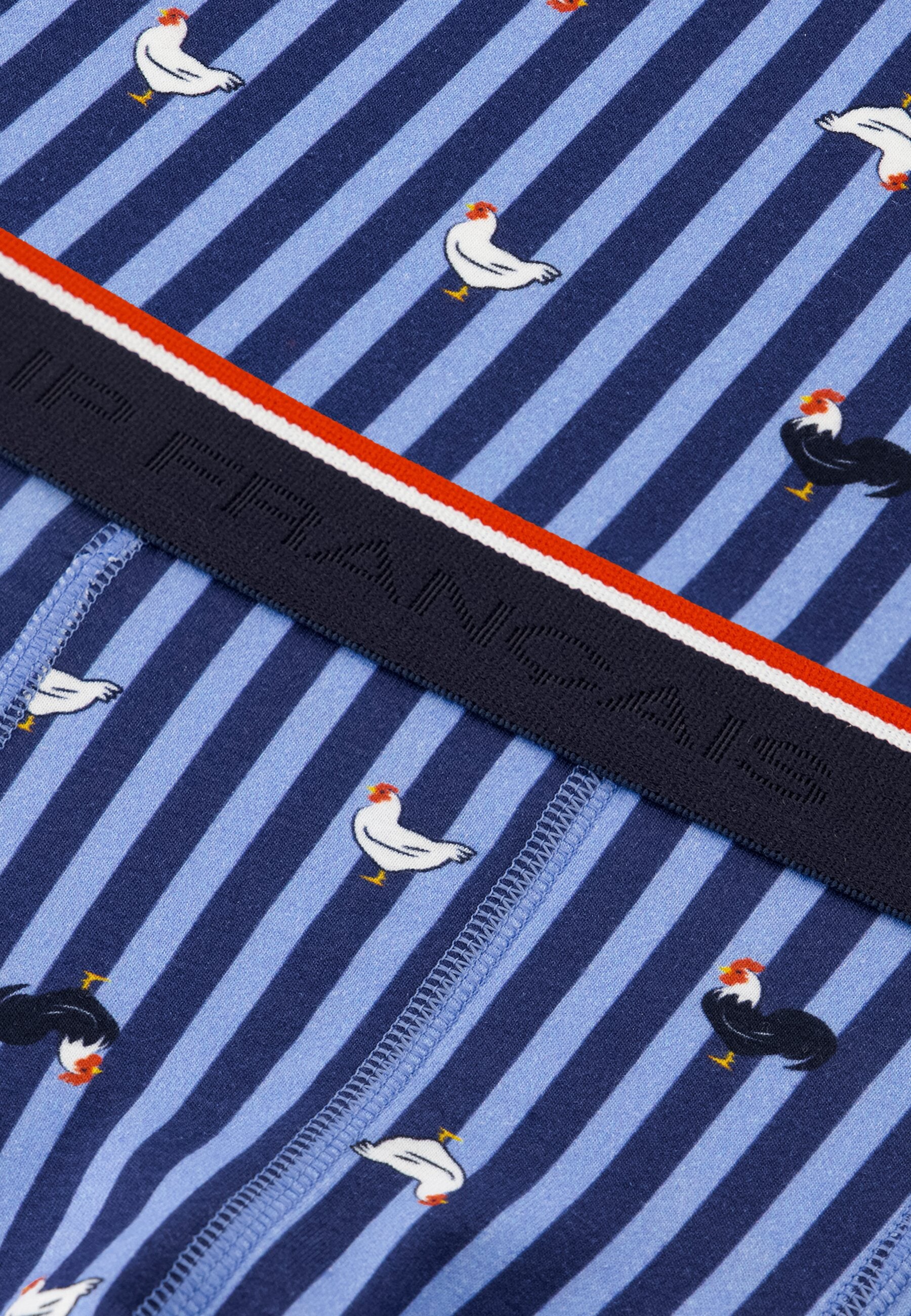 Boxer à motif rayure coq bleu acier en coton - Marius Rayure Coq Bleu Acier