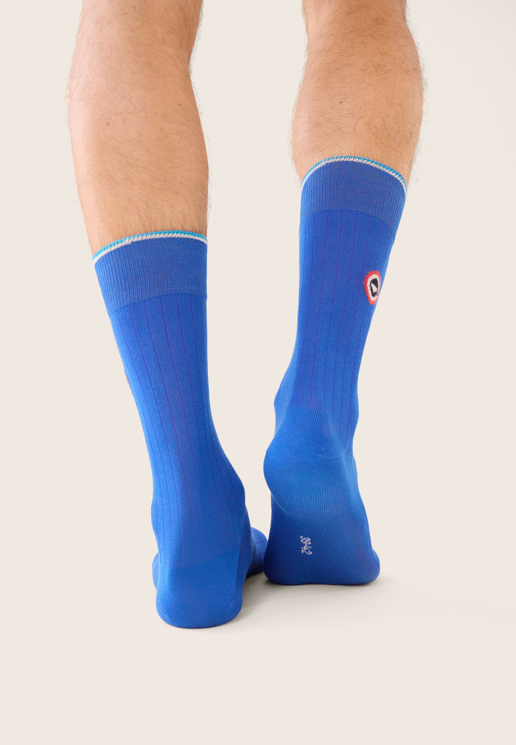 Mid-calf blue socks in Scottish yarn - Nessy Nautical Blue