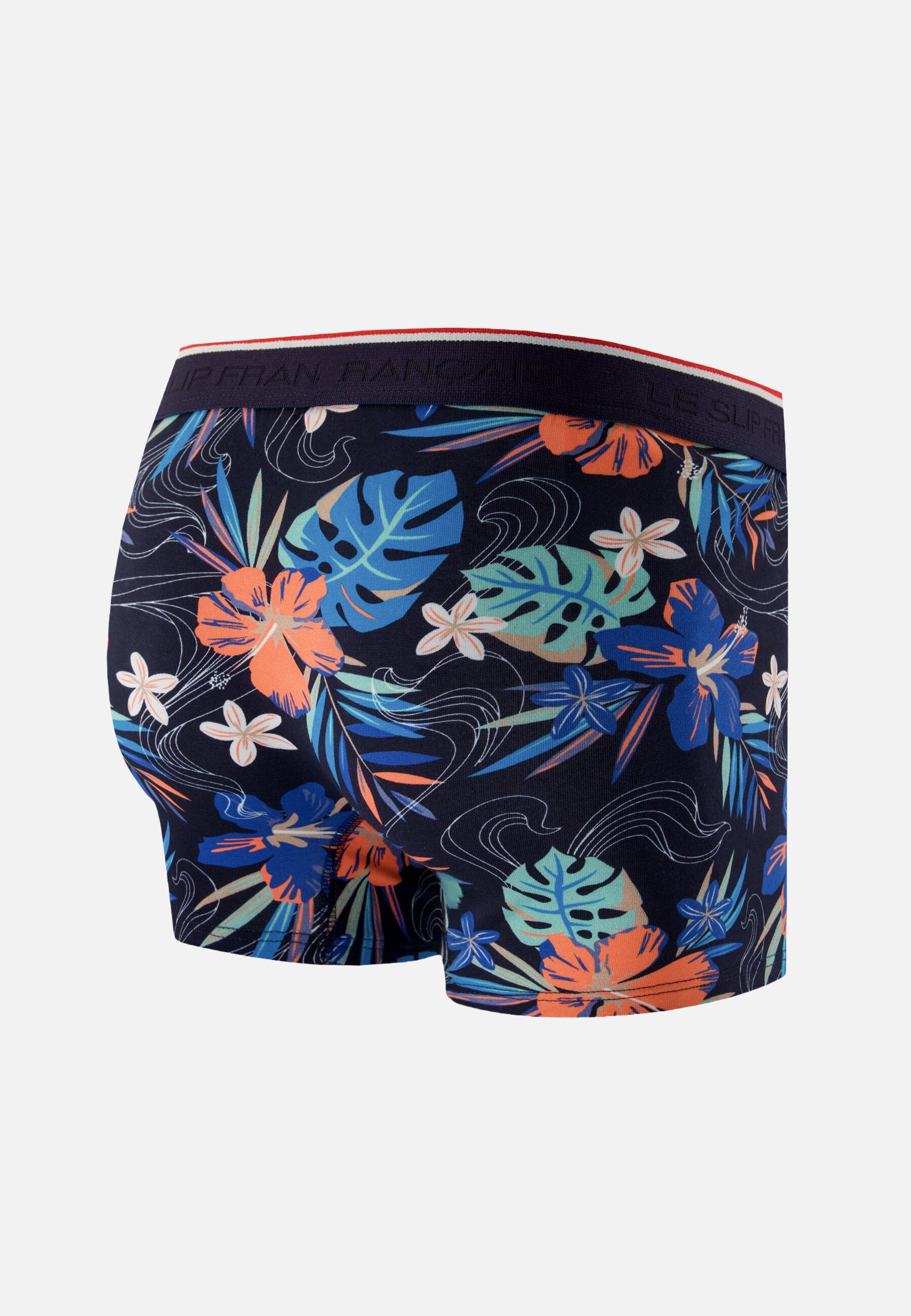 Boxer bleu à motif floral en coton - Marius Hawaï Bleu Nautique