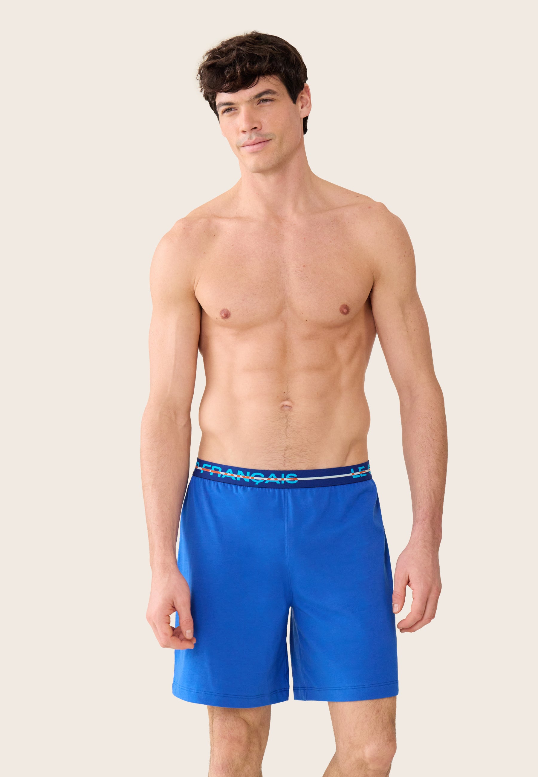 Bas de pyjama court bleu en coton - Invincible Bleu Nautique