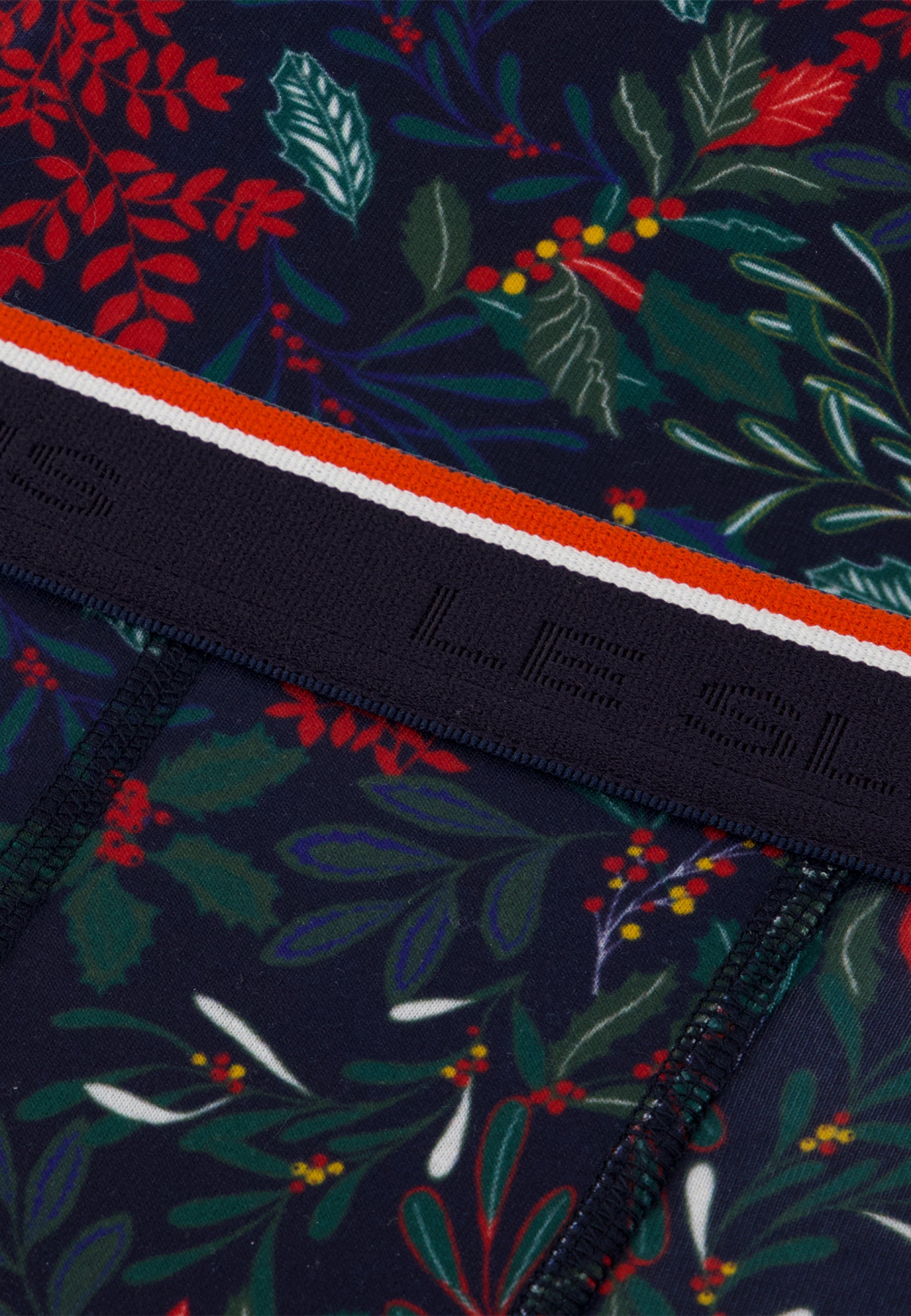 Boxer bleu marine imprimé houx - Marius Houx Marbre Vert