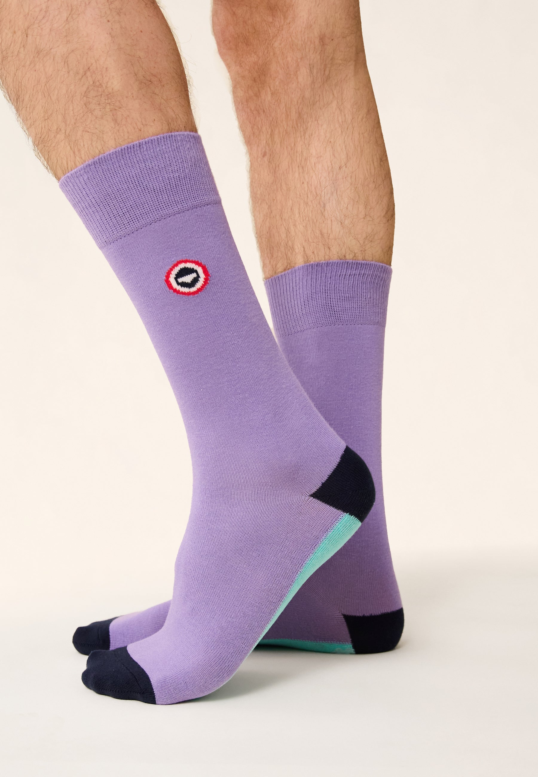 Chaussettes mi-hautes en coton - Lucas Demi Bloc Viola
