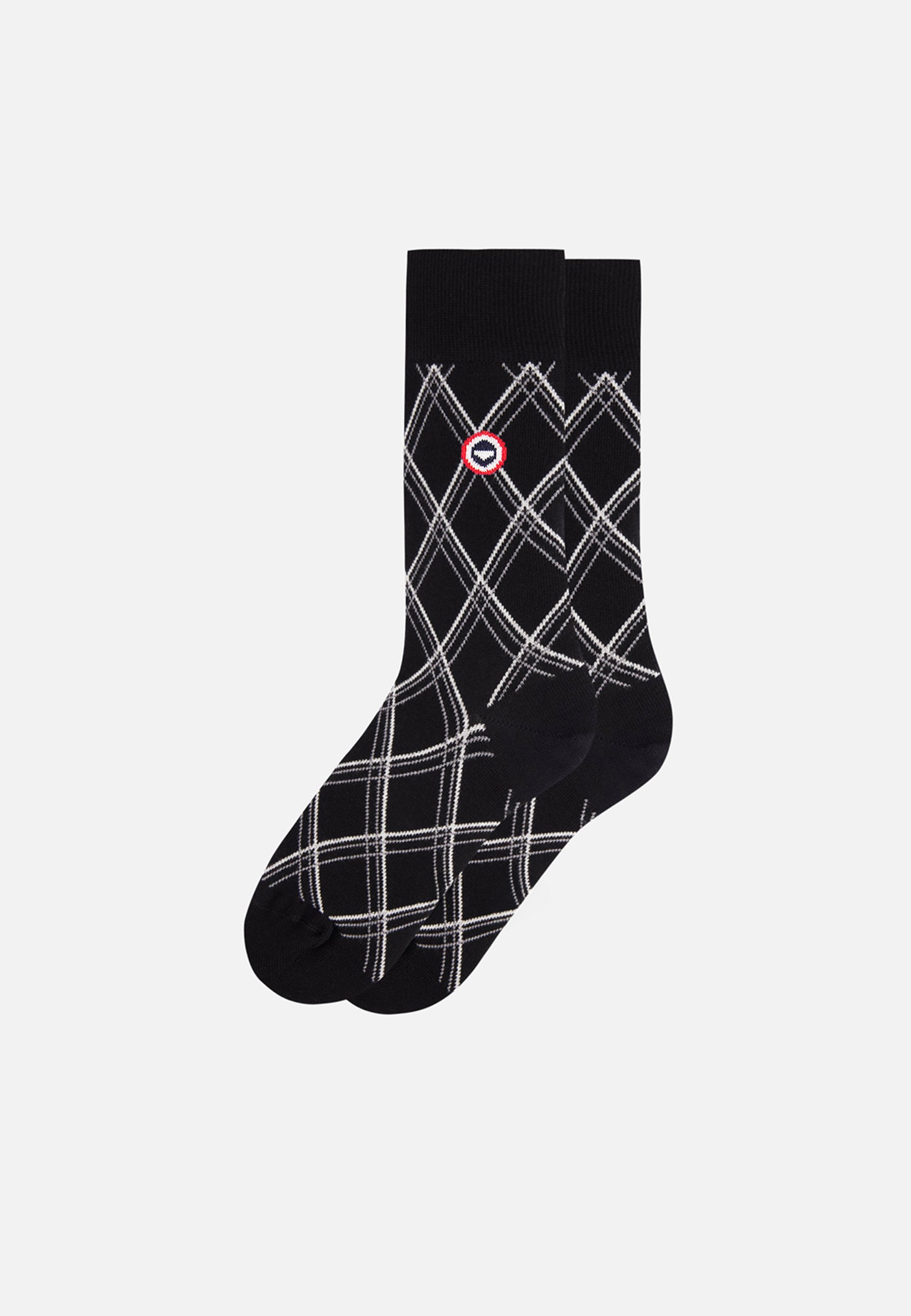 Black mid-calf socks with a fancy check pattern - Lucas Tar Black