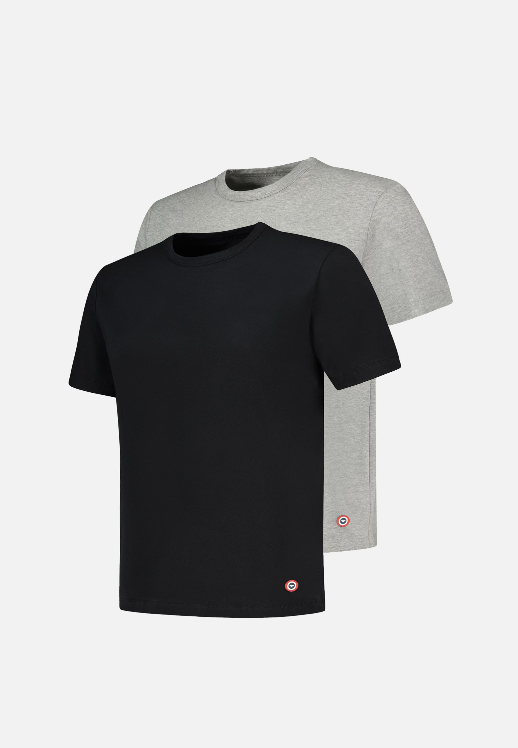 Lot de 2 T-shirts manches courtes noir et gris en coton - T-Shirts Manches Courtes Formidable Noir Gris Chiné