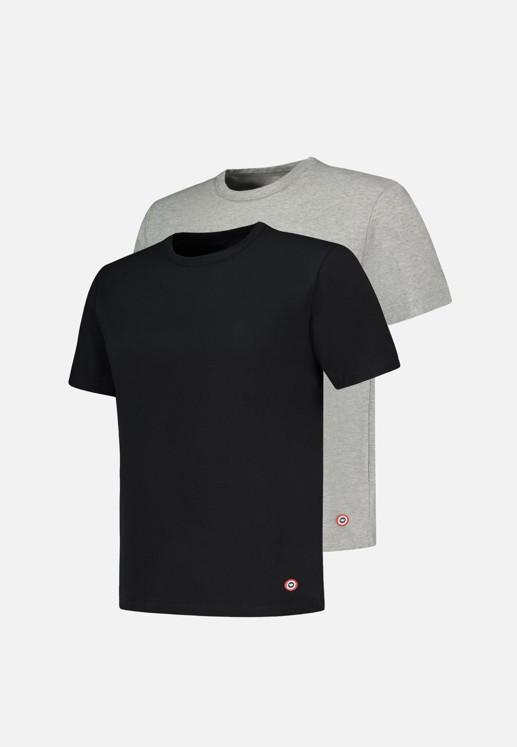 Lot de 2 T-shirts manches courtes noir et gris en coton - T-Shirts Manches Courtes Formidable Noir Gris Chiné
