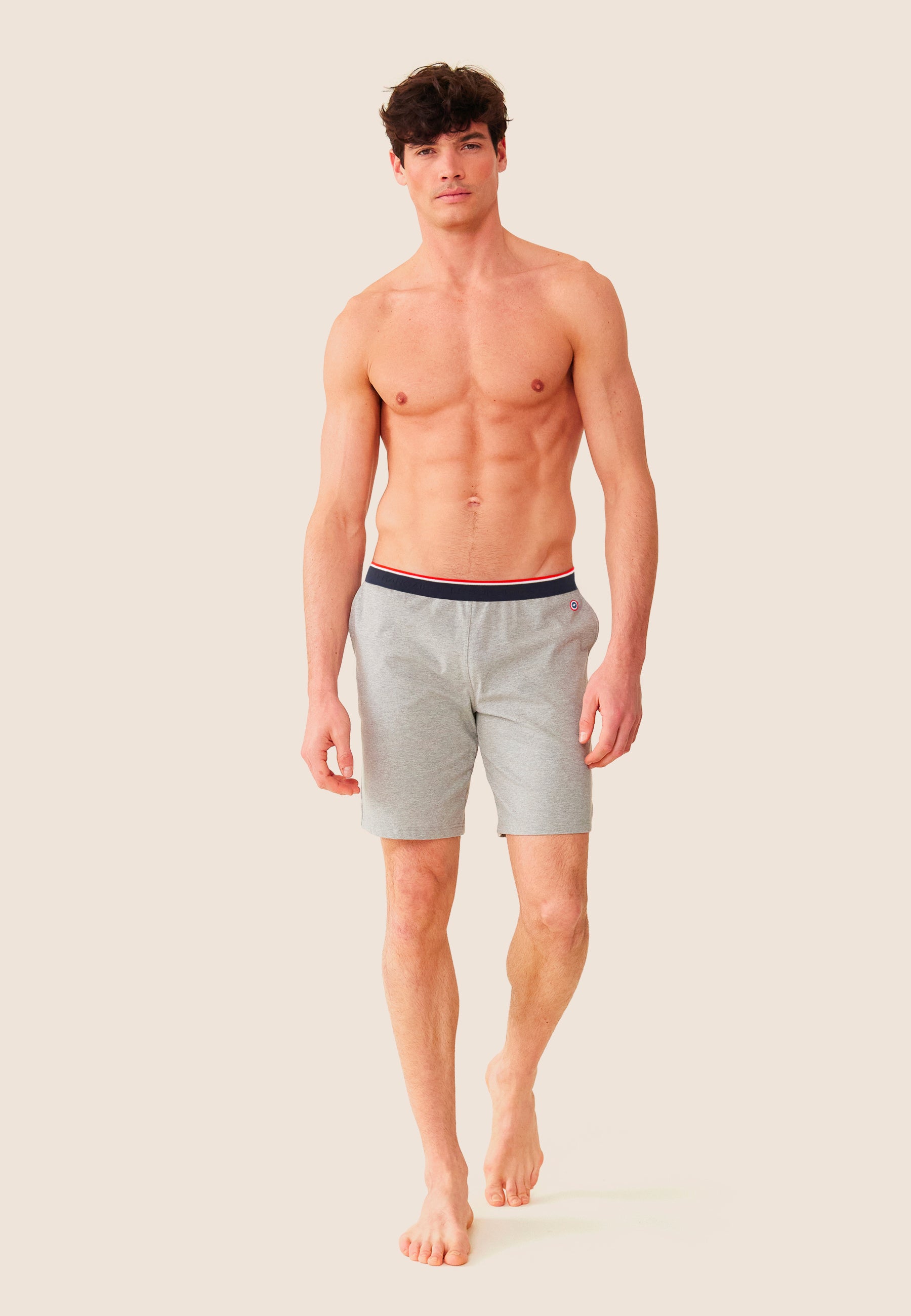 Bas de pyjama court gris en coton - Zouzou Gris Chiné