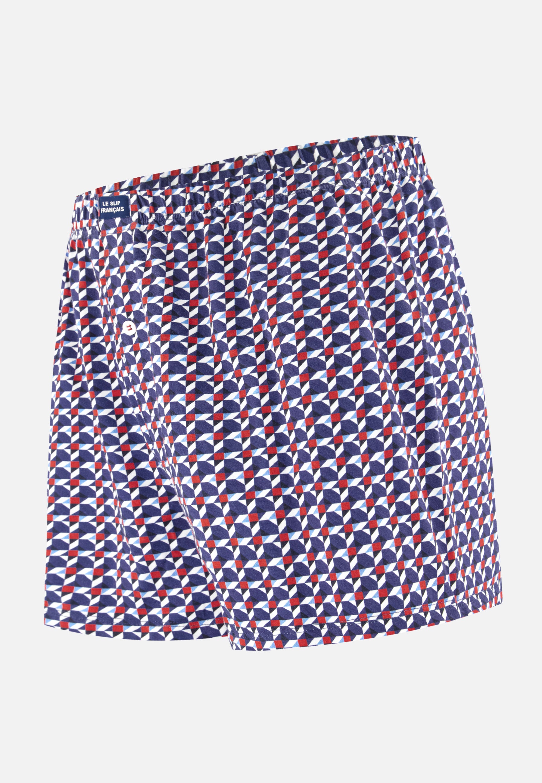Caleçon à motif puzzle bleu acier en jersey de coton - Fredo Puzzle Bleu Acier