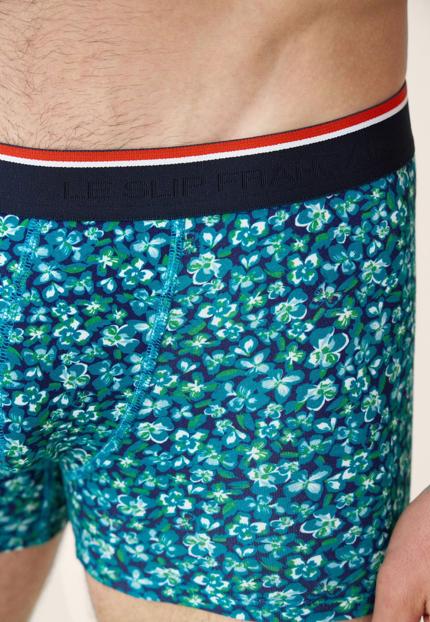 Lot de 4 boxers en coton - Boxers Marine Topaz Hibiscus Mint Green Blanc