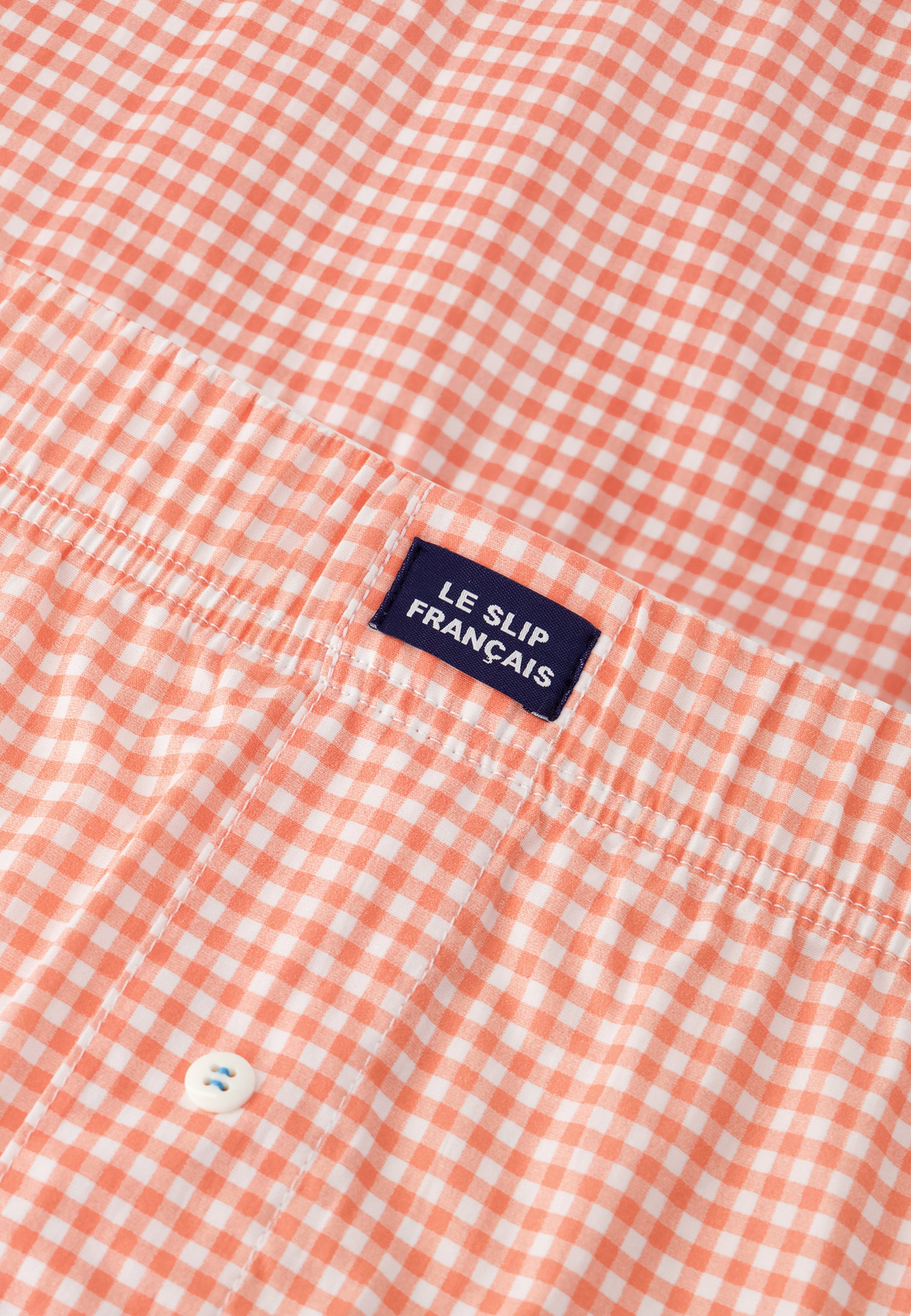 Orange checkered cotton boxer shorts - Jacques Vichy Orange Coral