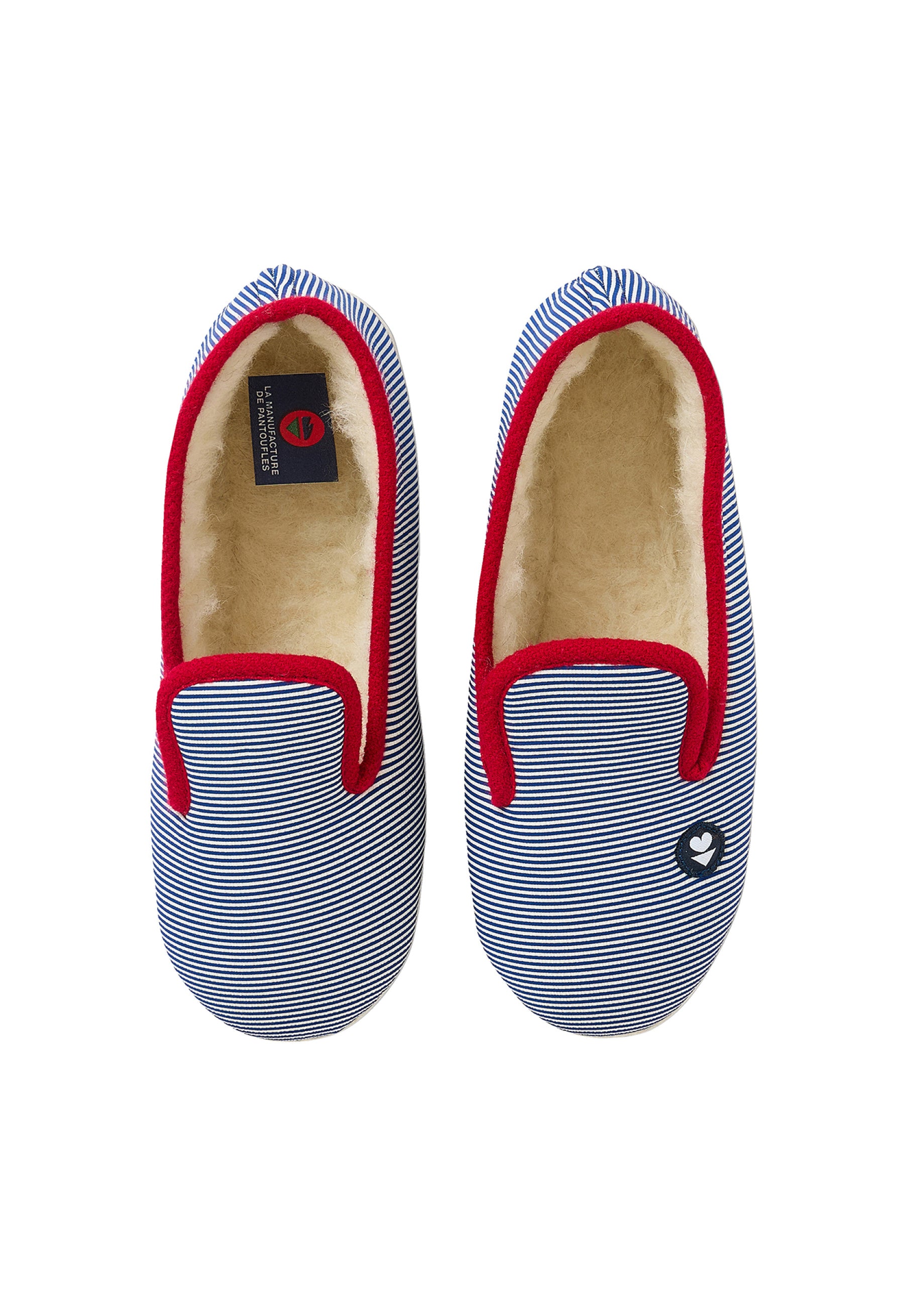Chaussons d'intérieur en laine - Pantoufles Rayure Marine