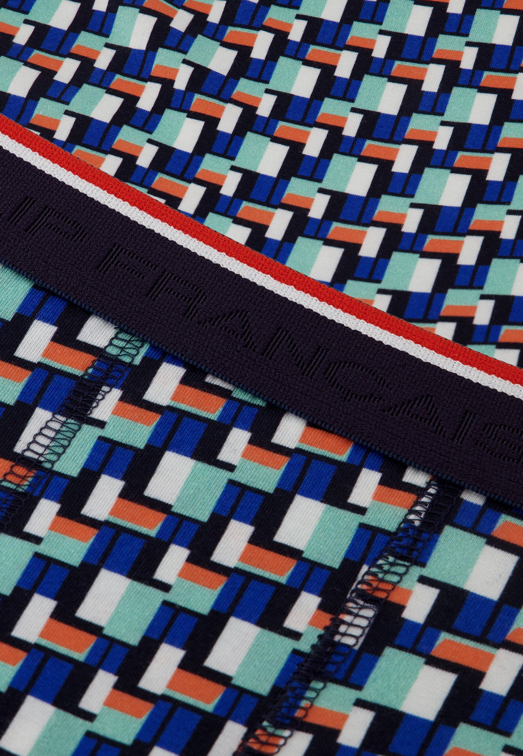 Green cotton boxer shorts with a Corbusier pattern - Marius Corbusier Azure Green