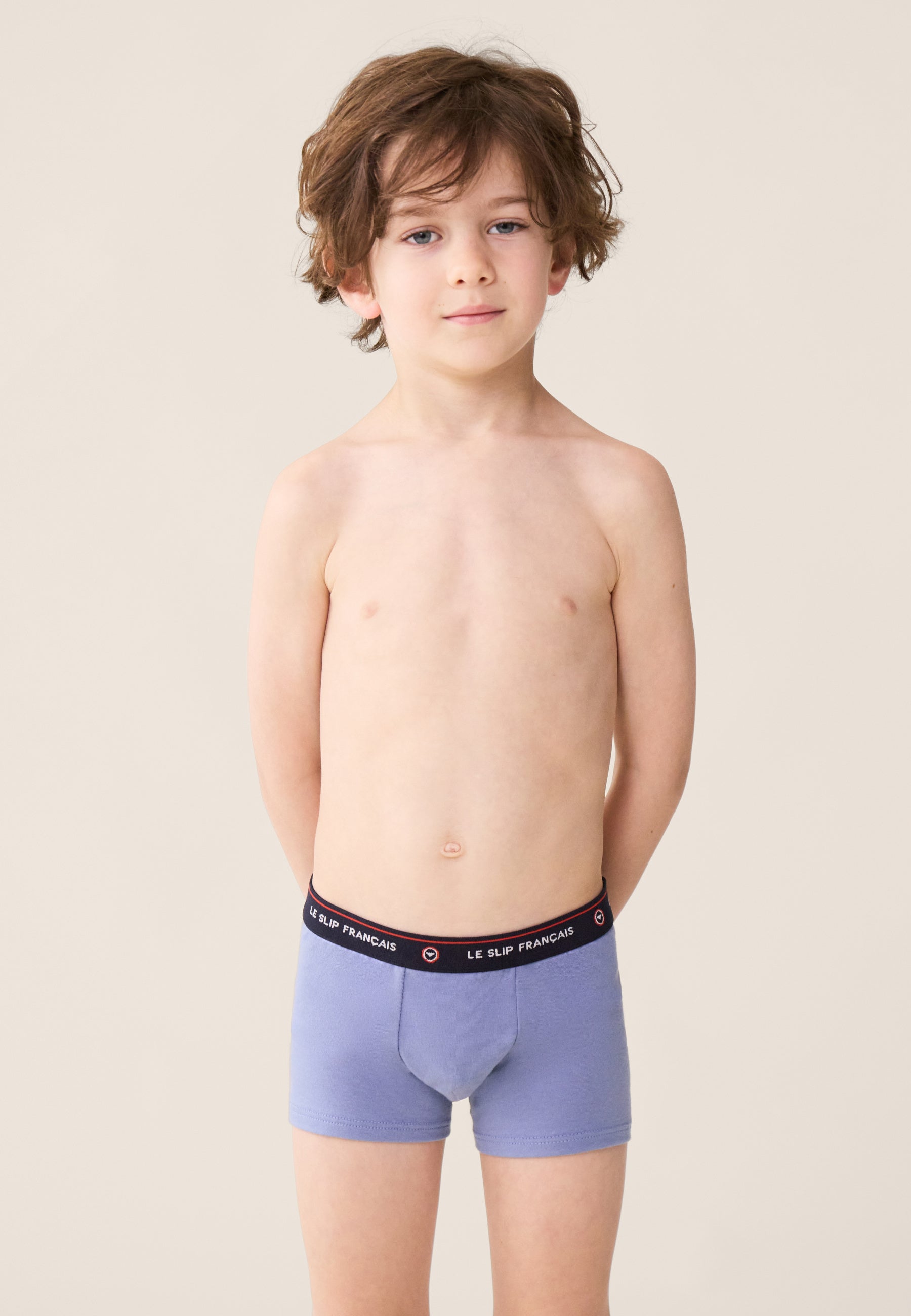 Lot de 5 boxers enfant en coton - Boxers Blanc Bleu Ciel Chiné Rayures Coq Marine Bleu Jean