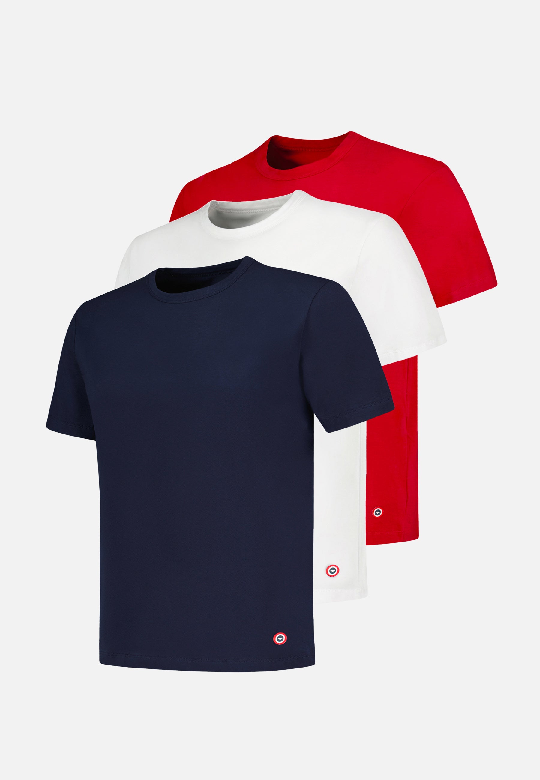 Lot de 3 T-shirts manches courtes en coton - T-shirts manches courtes Formidable Marine Blanc Rouge