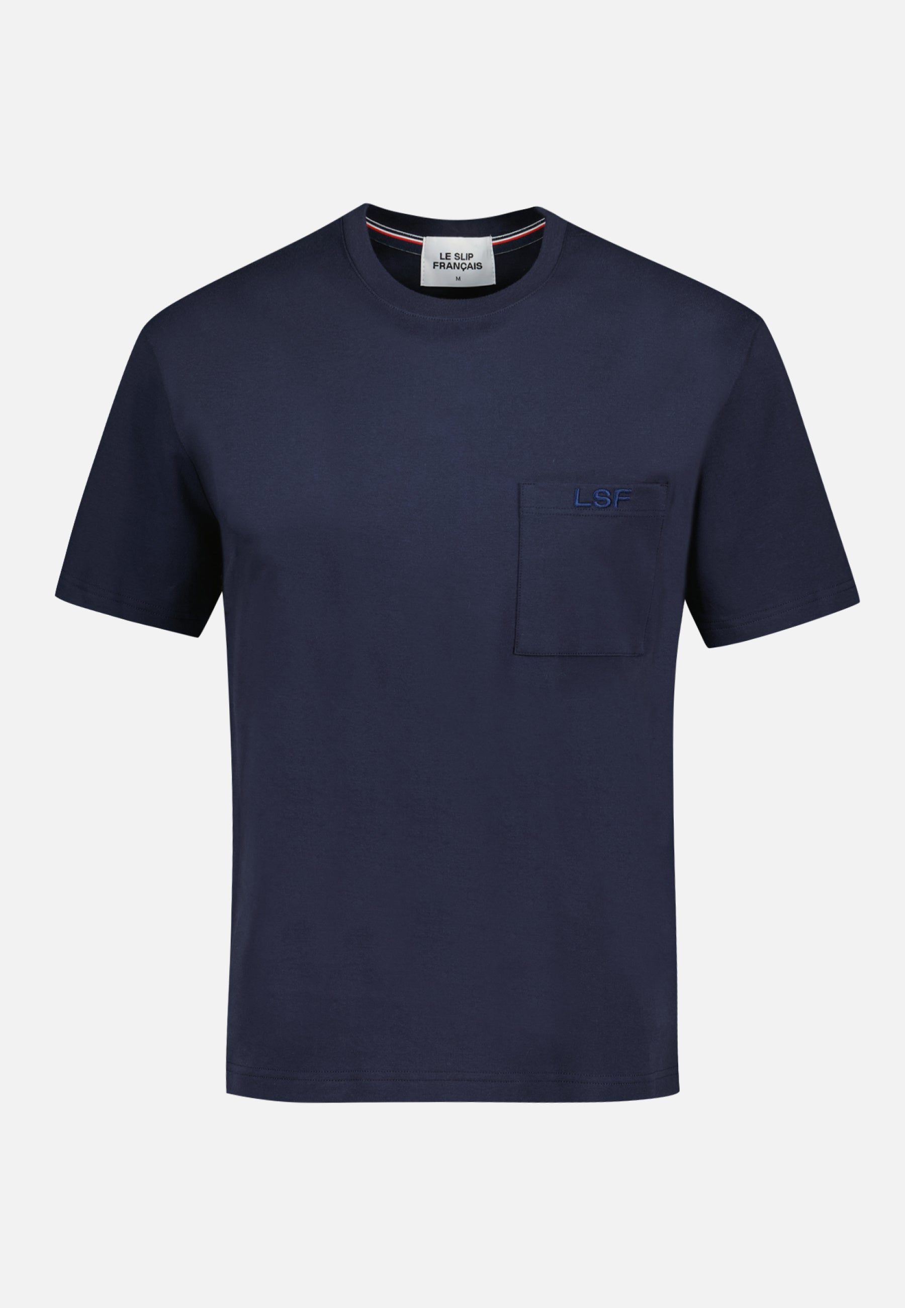 T-shirt homme bleu marine avec poche poitrine en coton - Sasha Marine