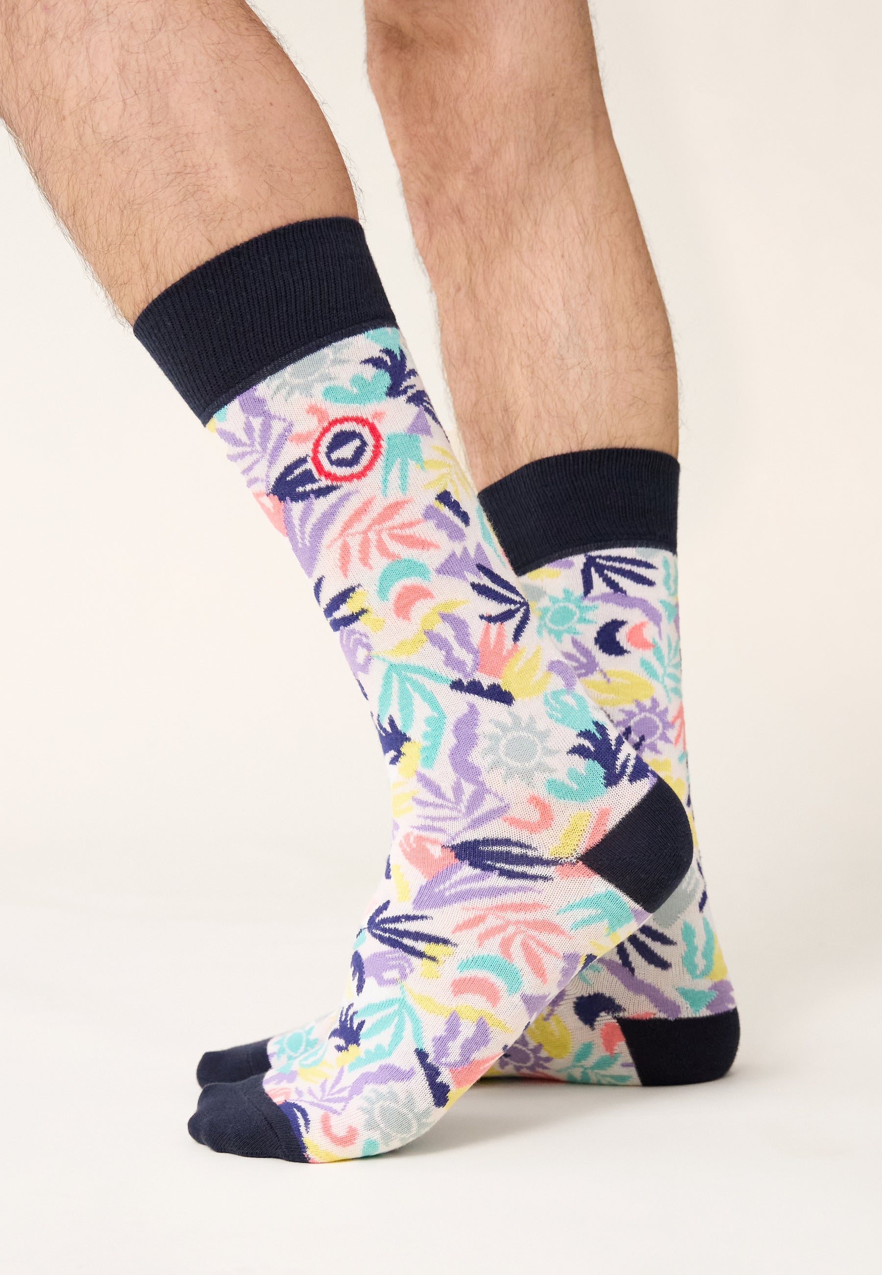Unisex cotton mid-calf socks - Lucas Little Jungle Viola