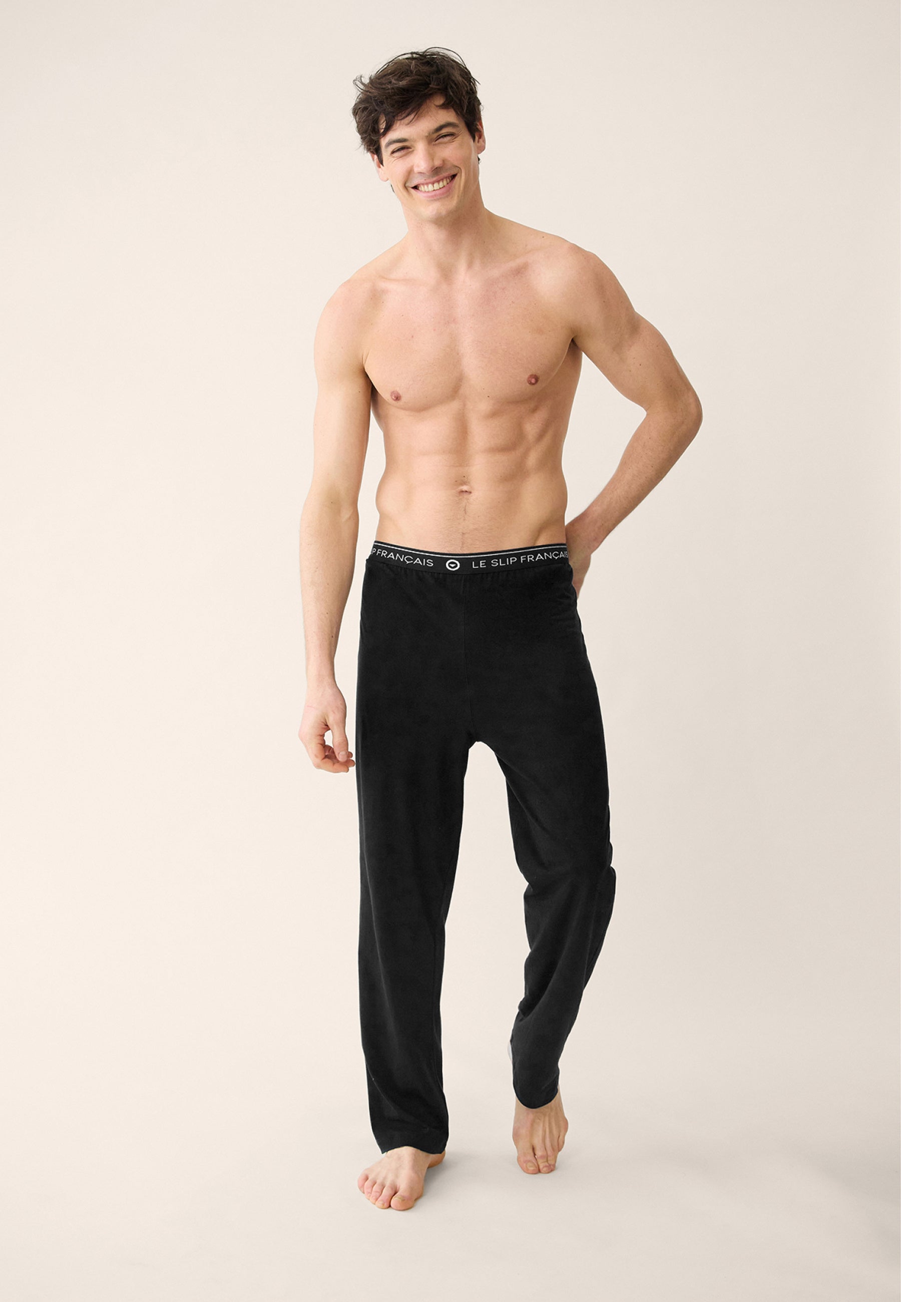 Bas de pyjama long homme noir en coton - Indomptable Noir