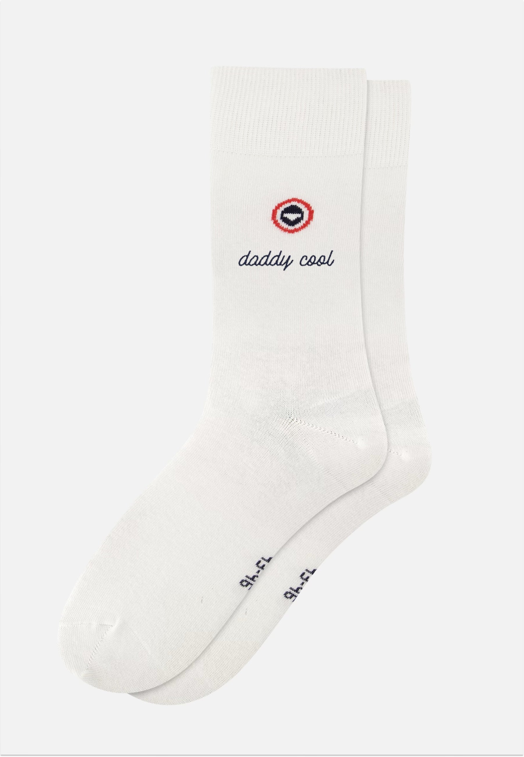 Chaussettes mi-hautes unies blanches - Robuste Blanc Brodé Daddy Cool