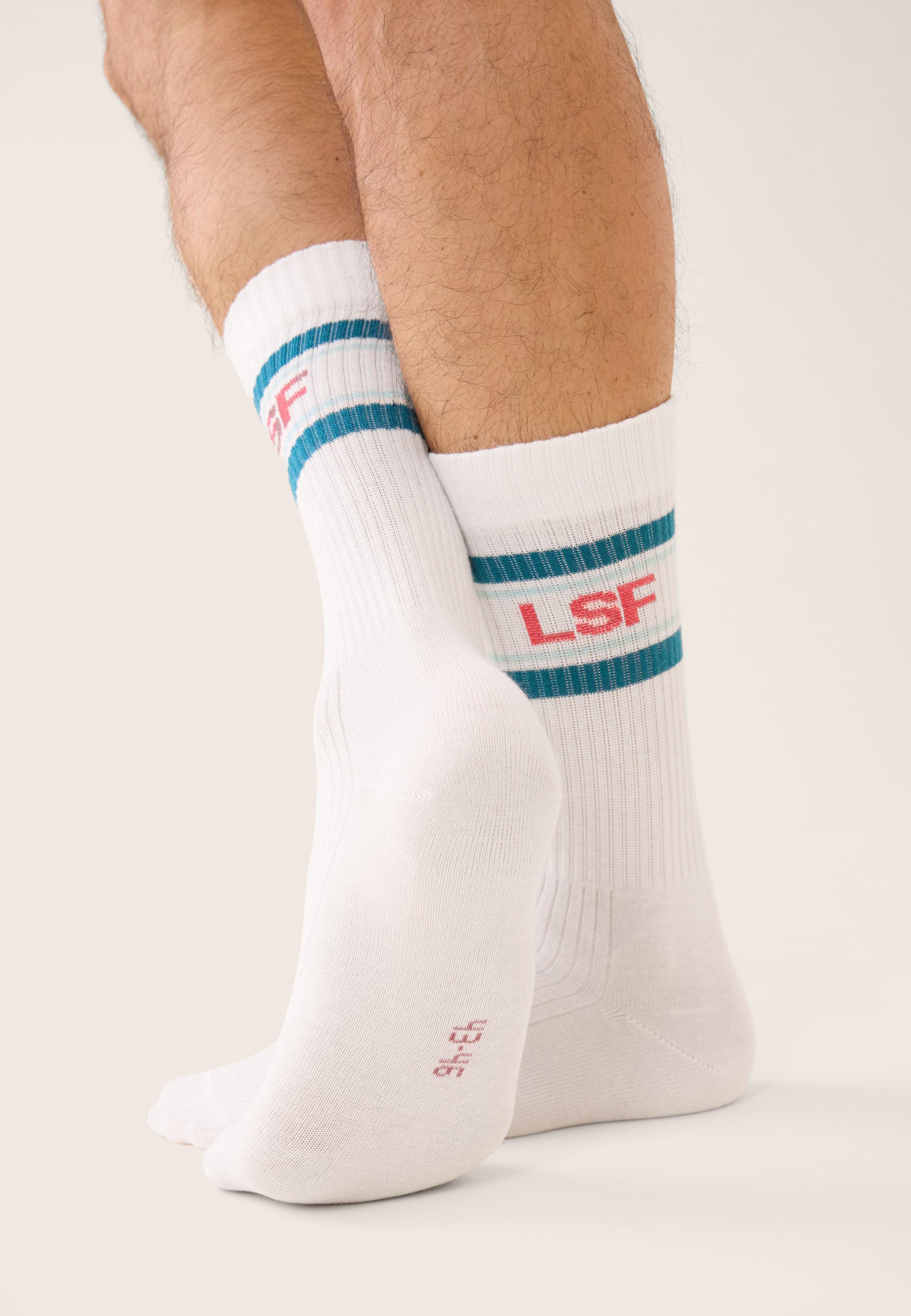 Striped mid-calf sports socks in blue, green, and pink - Wilfried Lsf Teal, Aqua, Cherry Pink