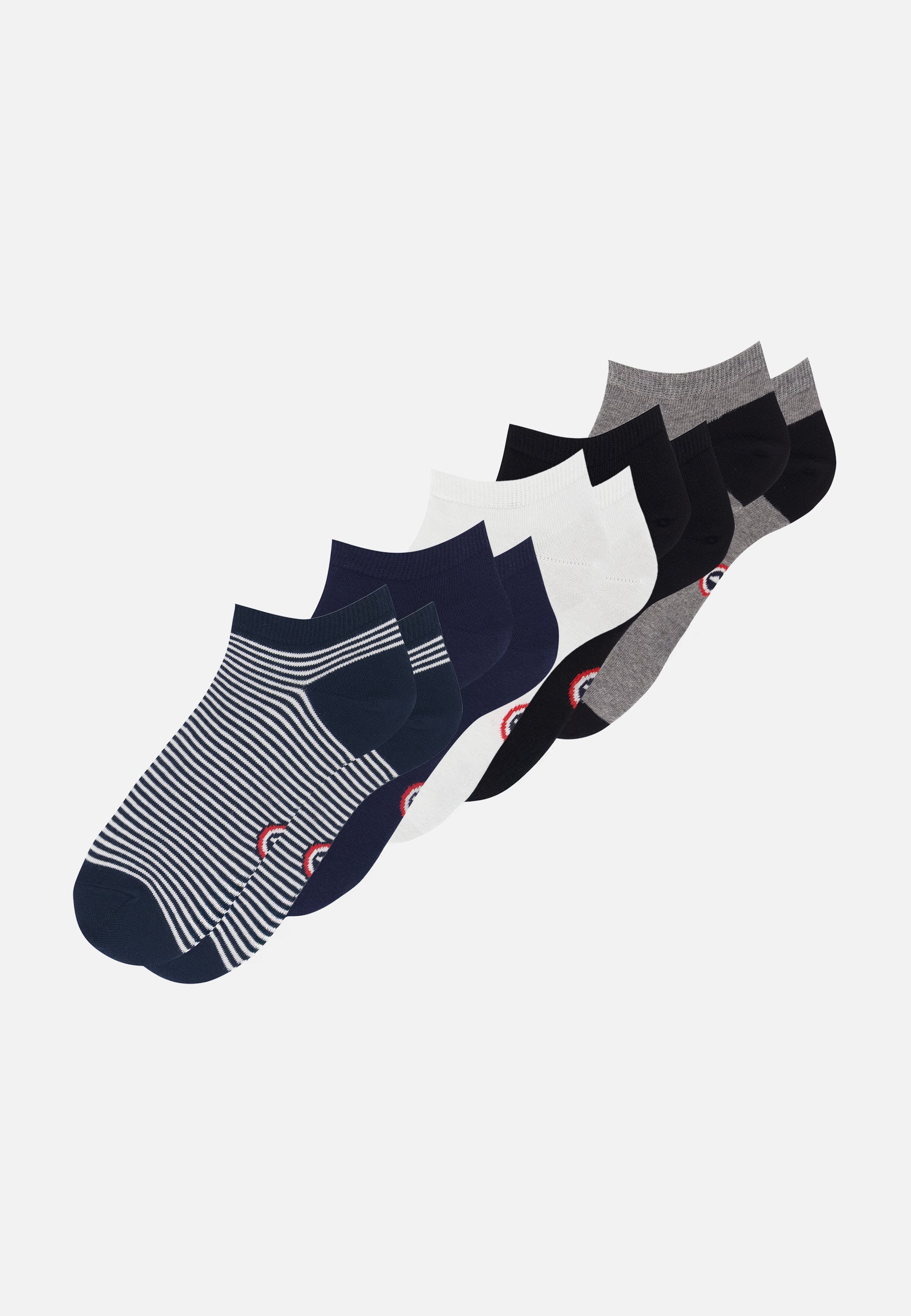 Lot de 5 chaussettes basses en coton - Chaussettes Marine Blanc Noir Gris Marinière